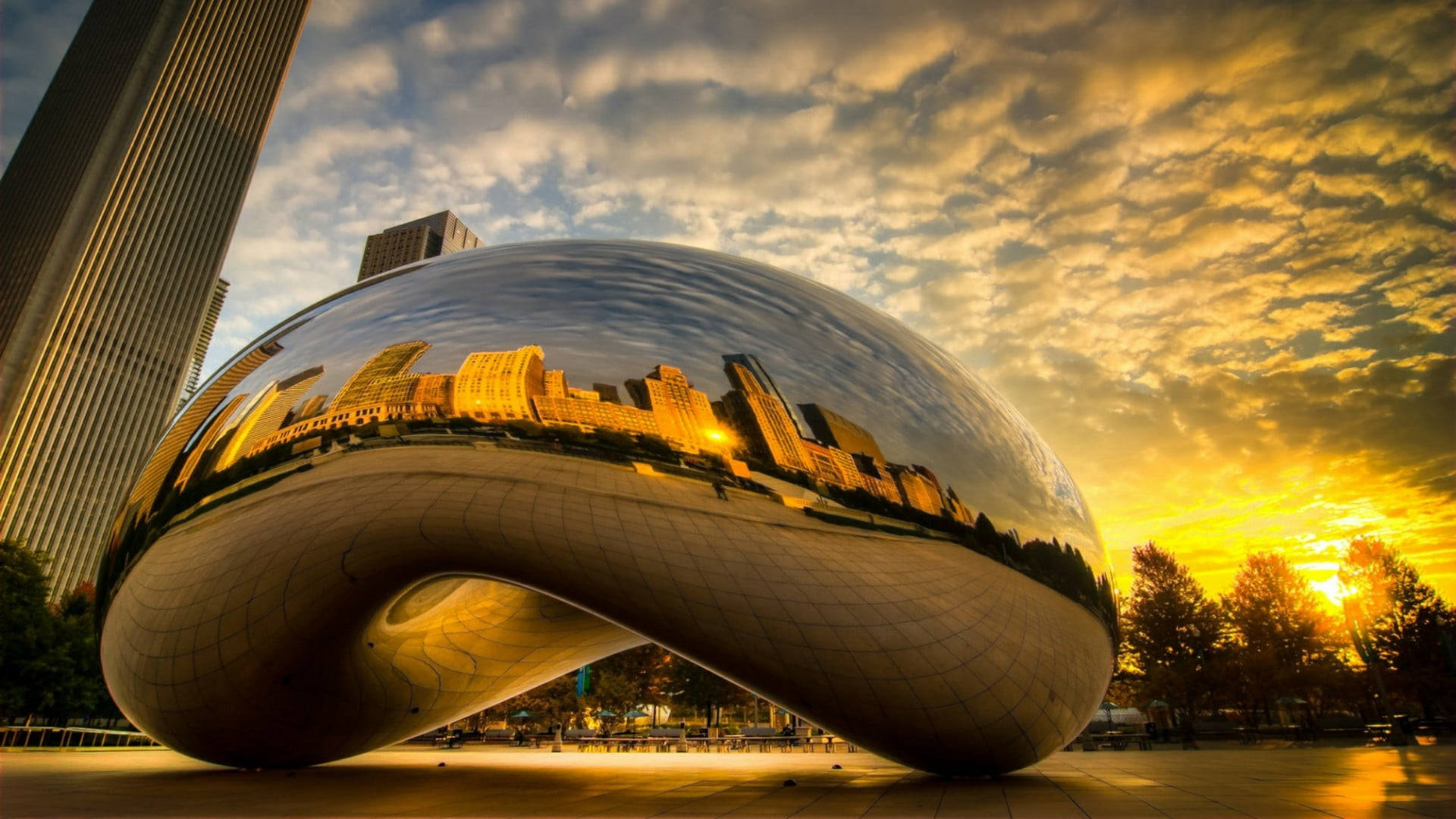 The Bean Chicago Yellow Sunset