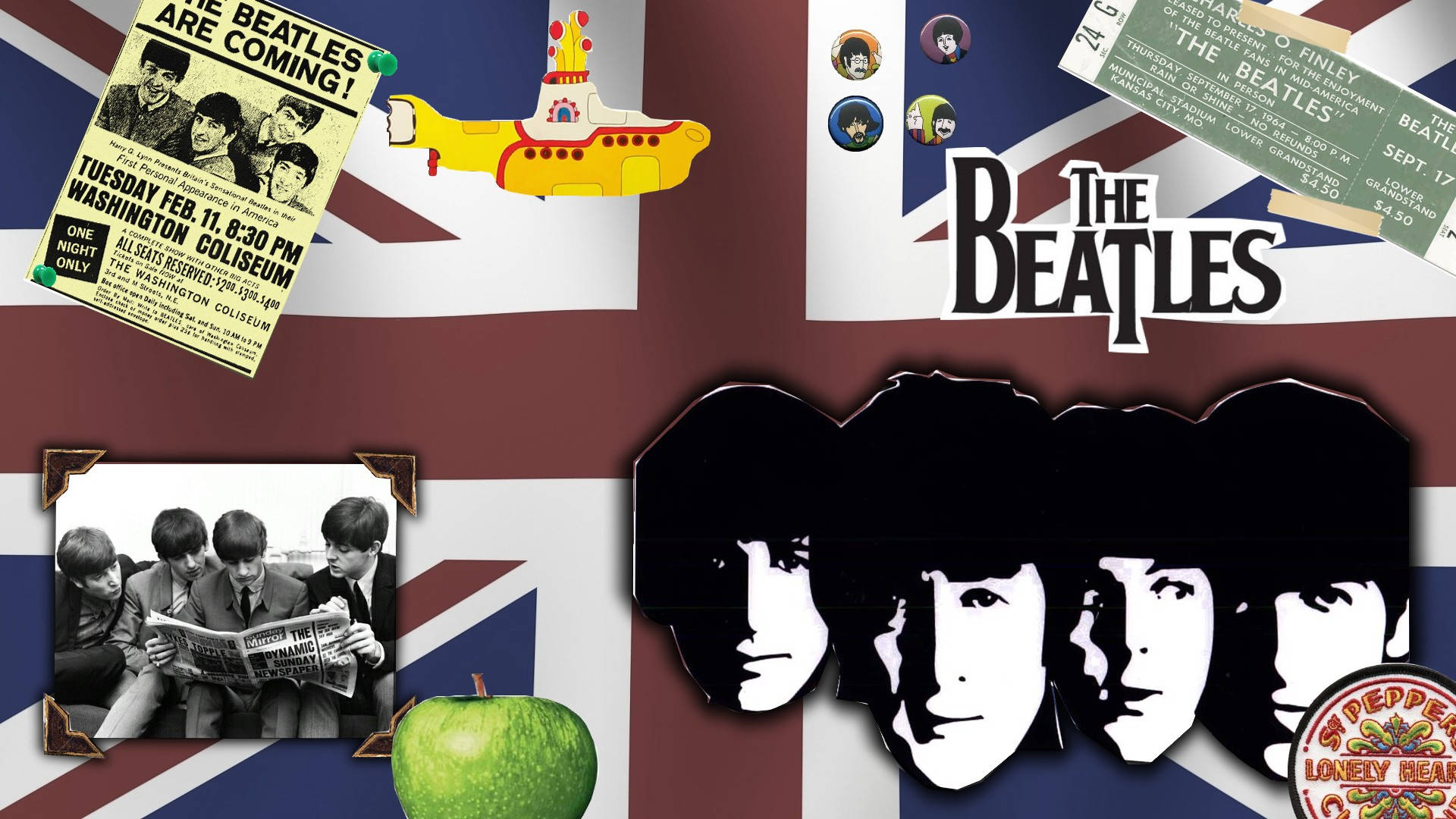 The Beatles Collage Background