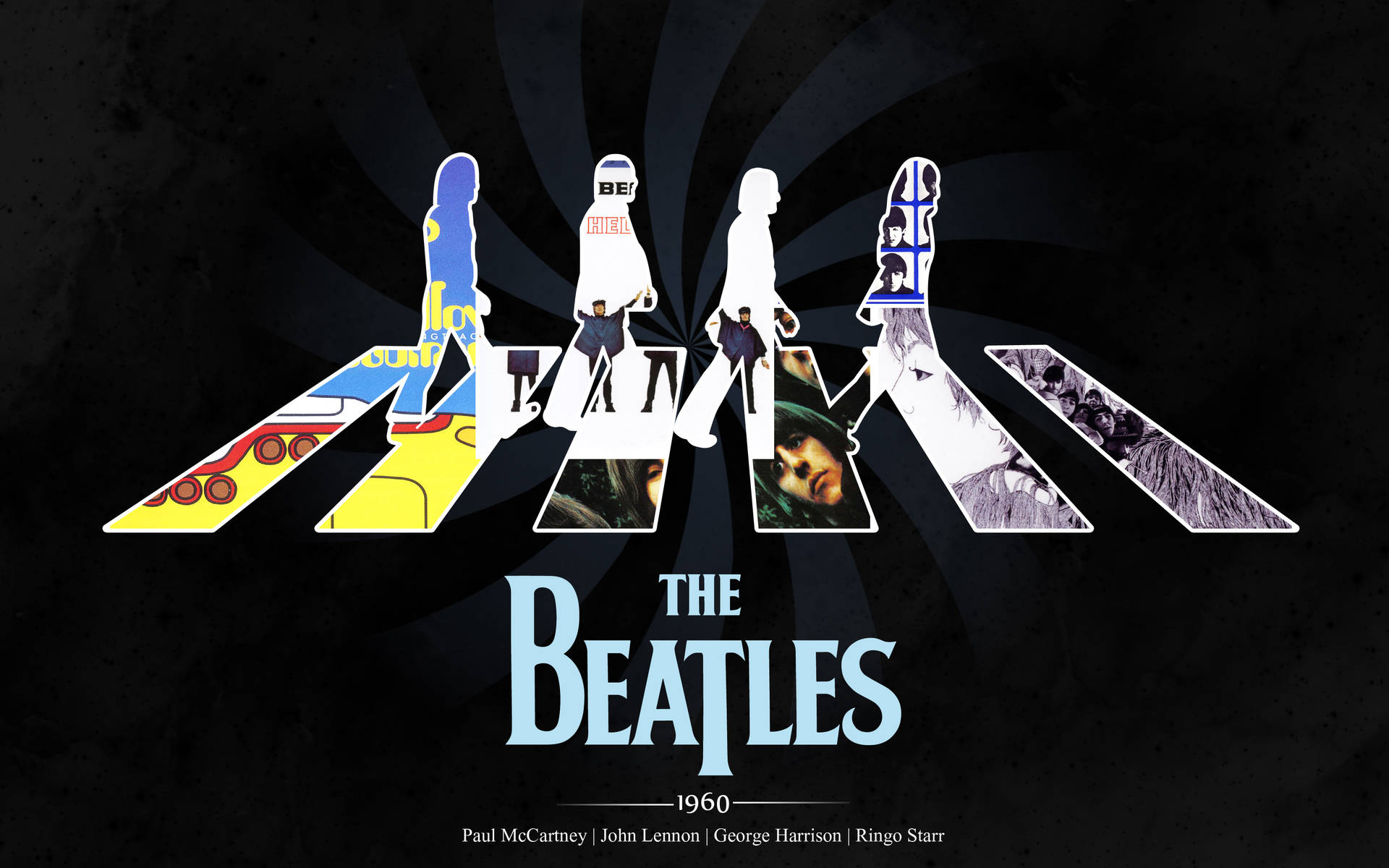 The Beatles Crosswalk Collage Background