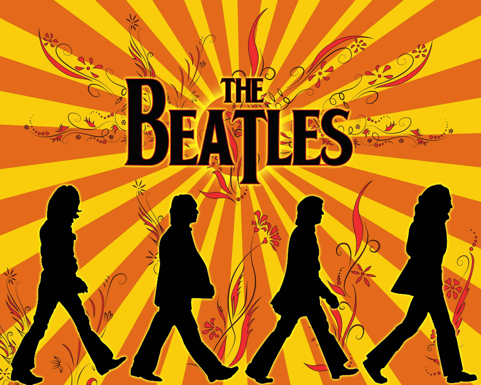 The Beatles Hippie Art Background