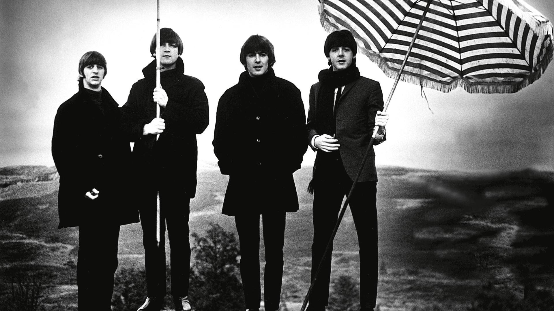 The Beatles With Umbrellas Background