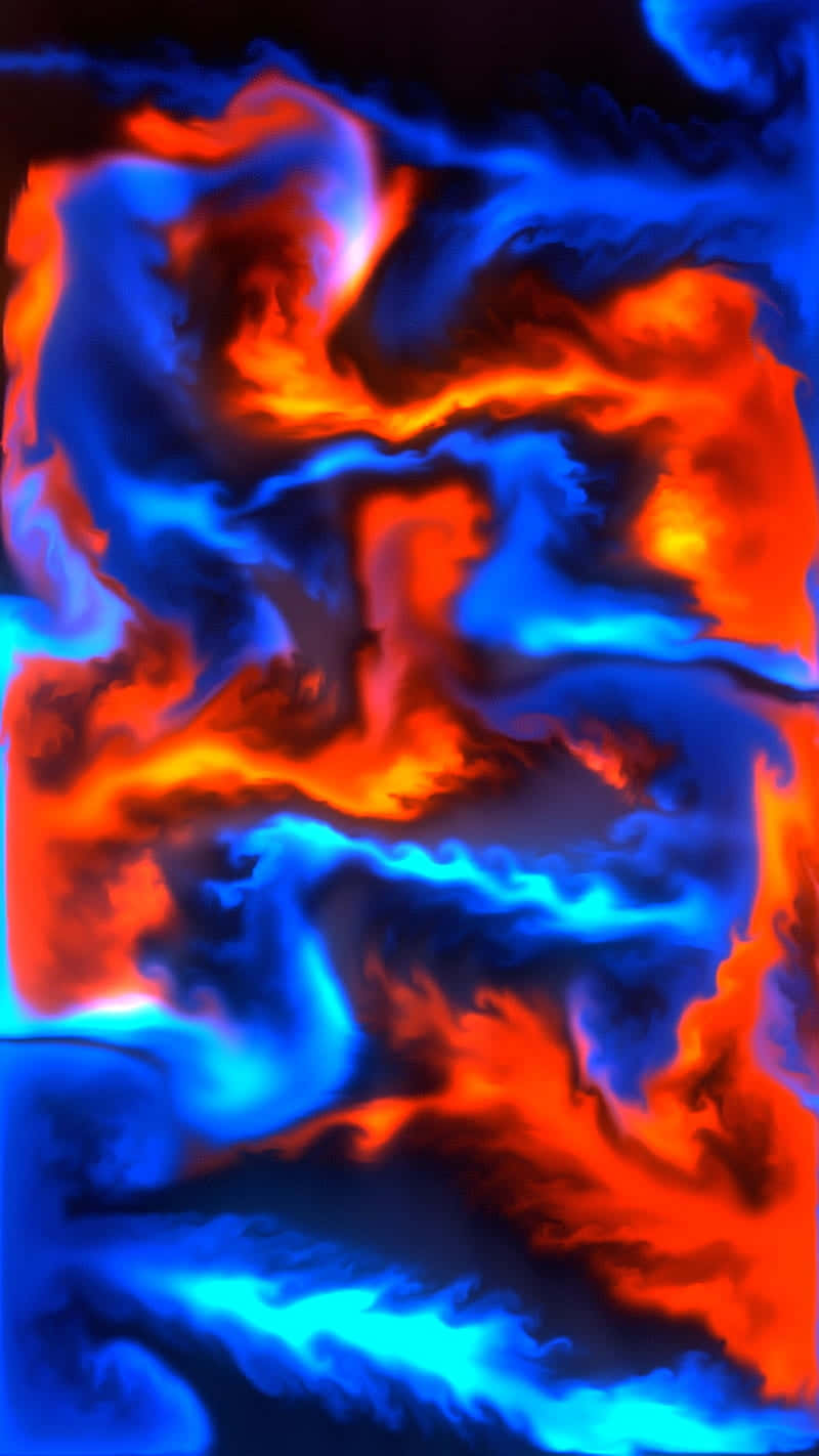 The Beautiful Contrast Between Red And Blue Fire