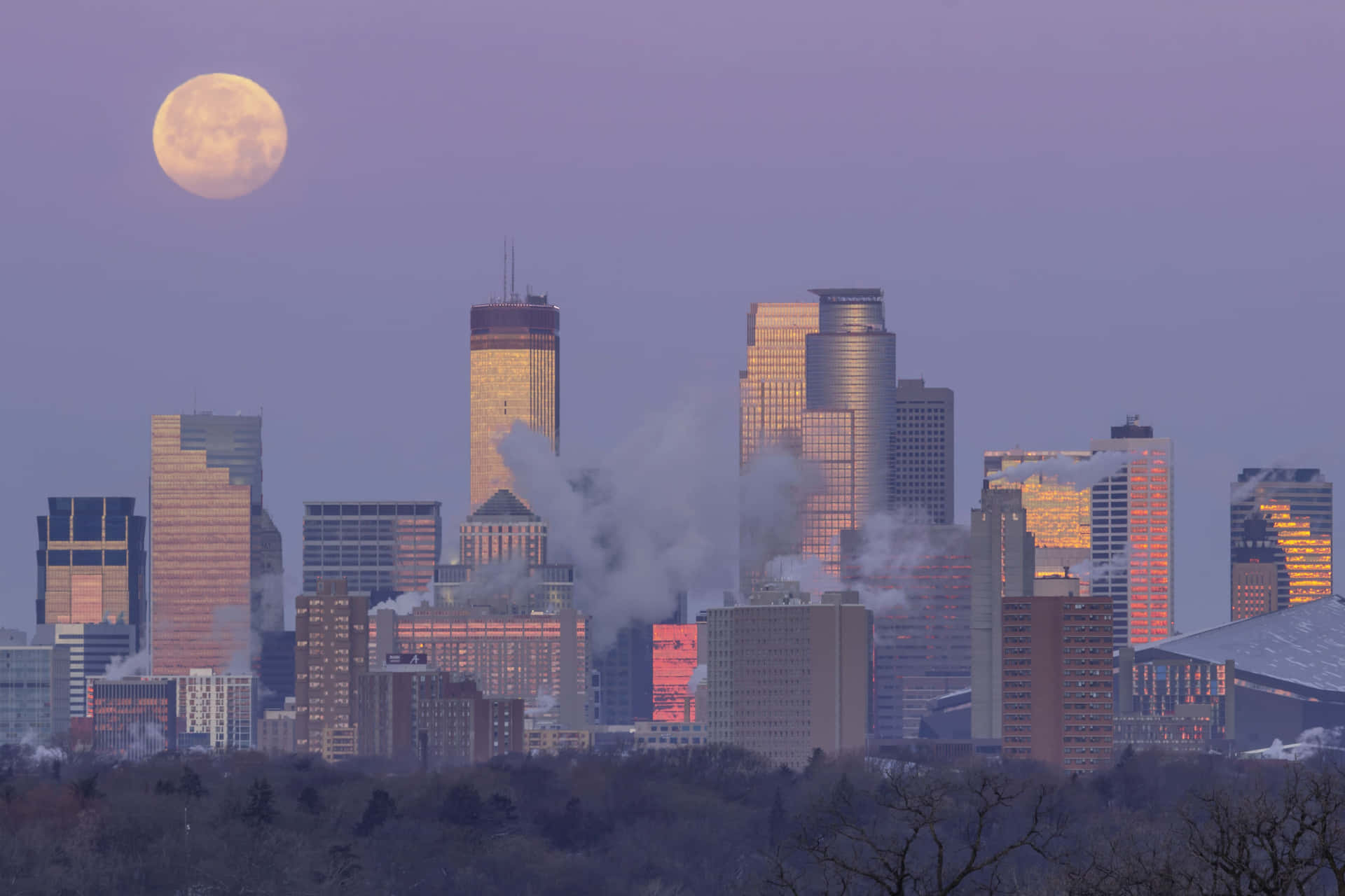 The Beautiful Purple And Orange Sunset Skyline Of Mississippi.