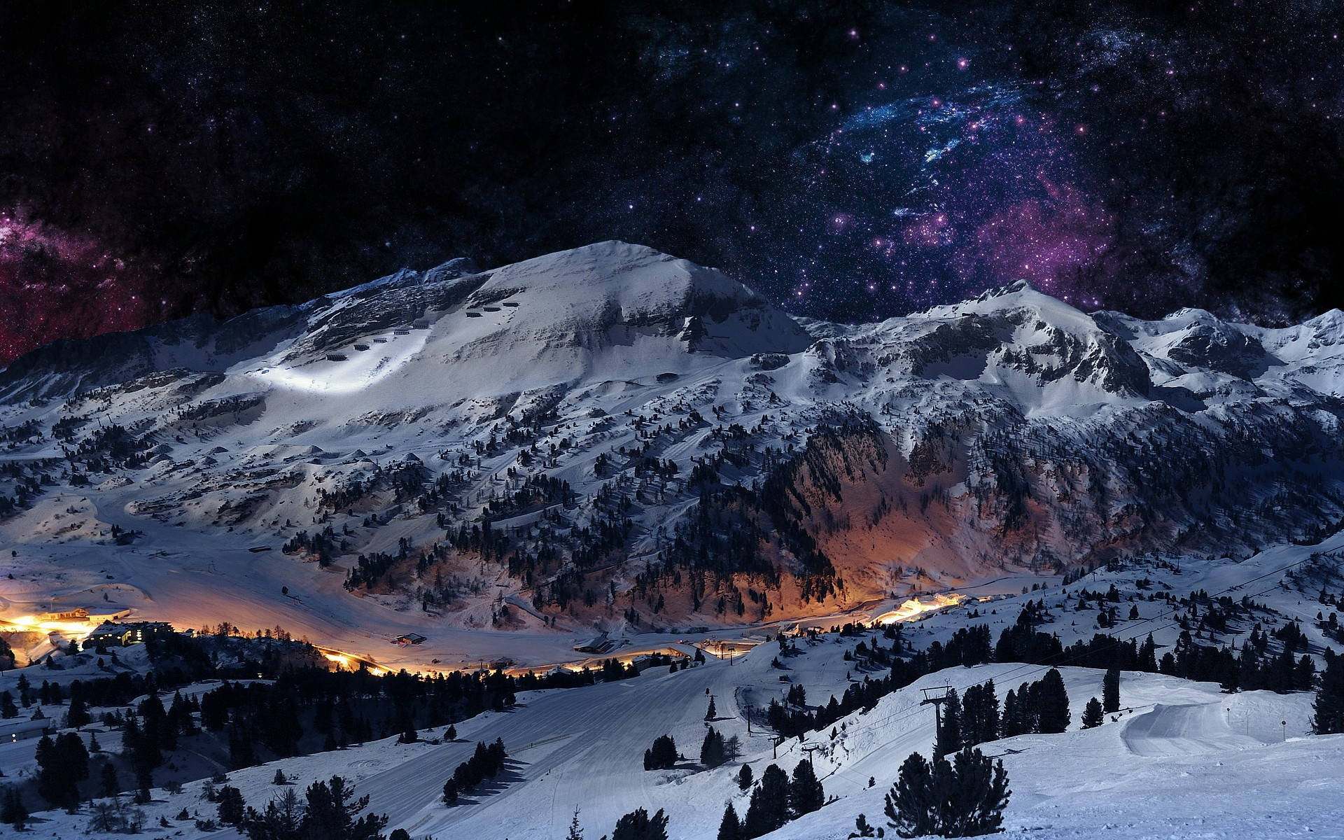 The Beauty Of A Night Mountain Illuminated With A Full Moon Background