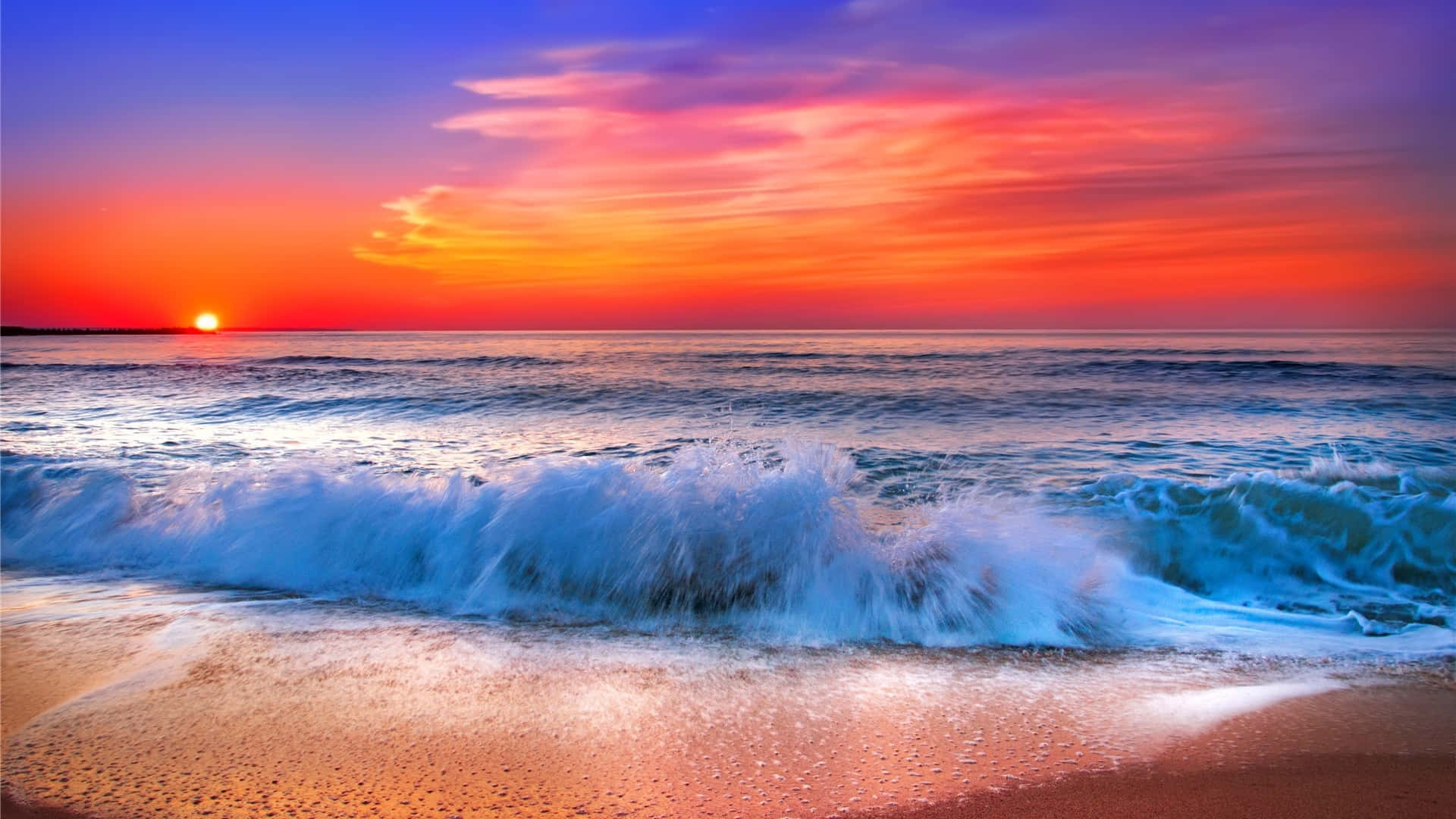 The Beauty Of A Sunset Wave Background