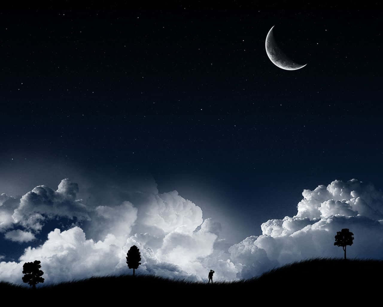 The Beauty Of Dark Starry Night Background
