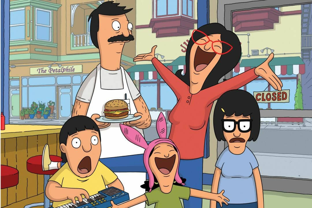 The Belcher Family From Bob's Burgers In A Cheerful Moment Of Song.