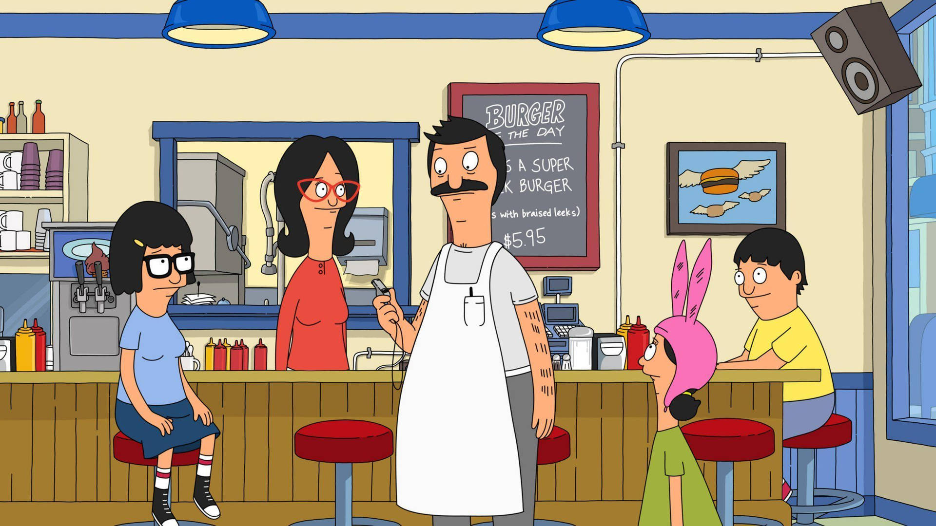 The Belcher Family Working Together At Bob's Burgers Restaurant