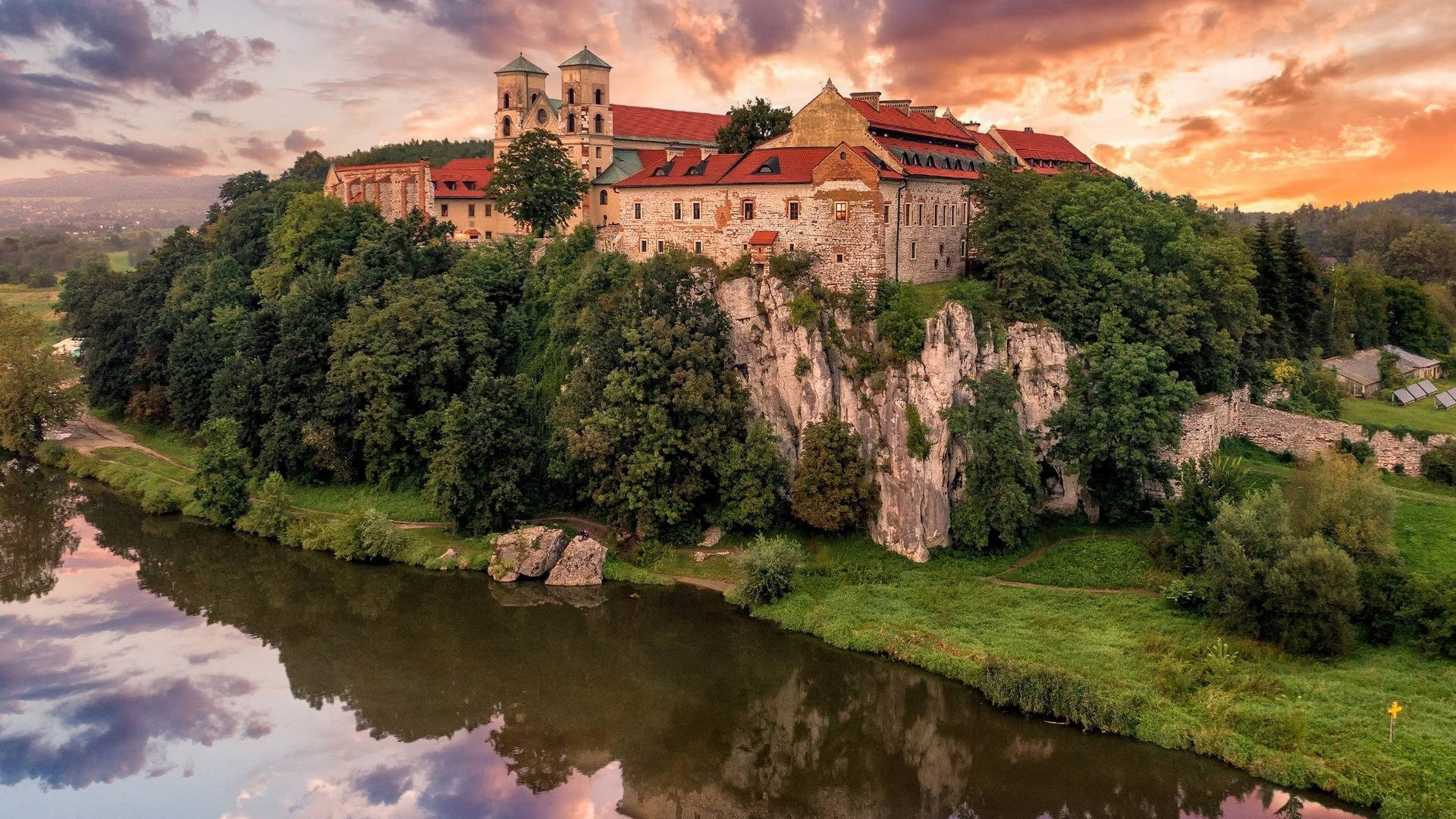 The Benedictine Abbey, Tyniec In Krakow Poland Background