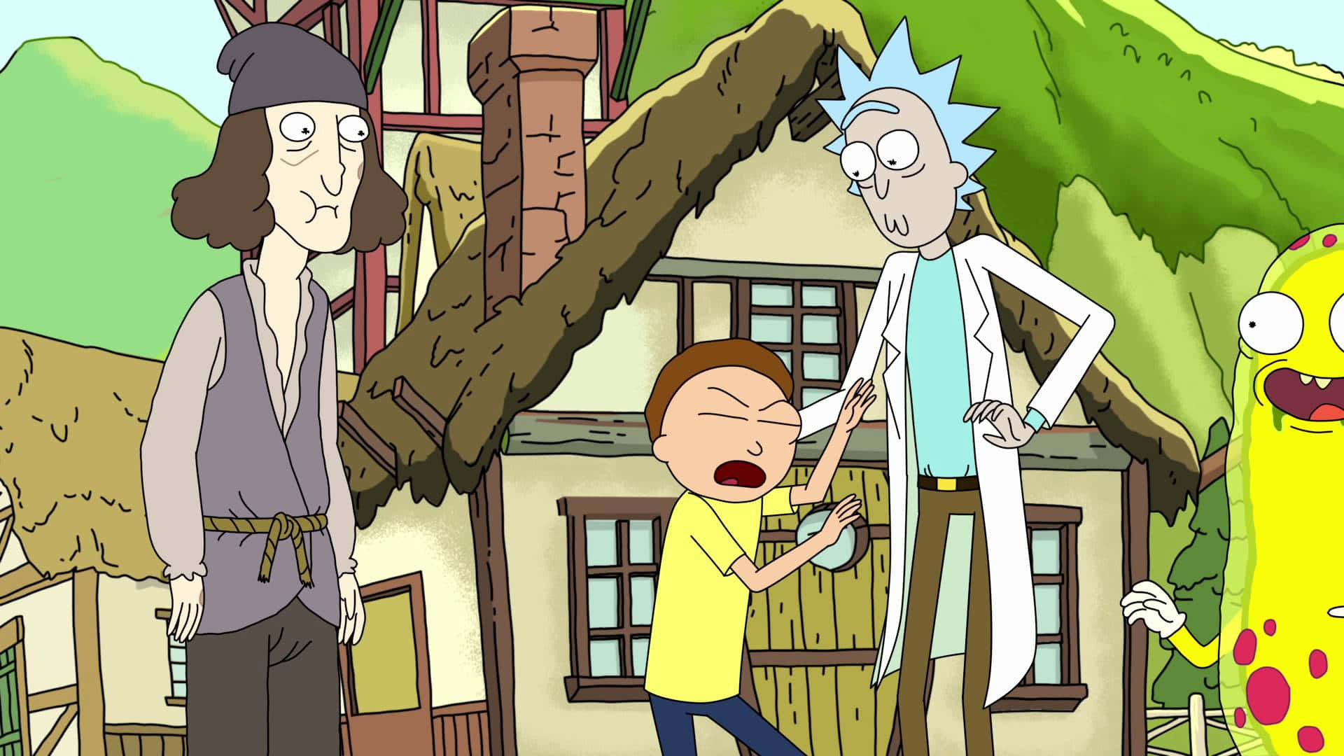 The Best Buds Rick And Morty Experiencing The Outdoors Background