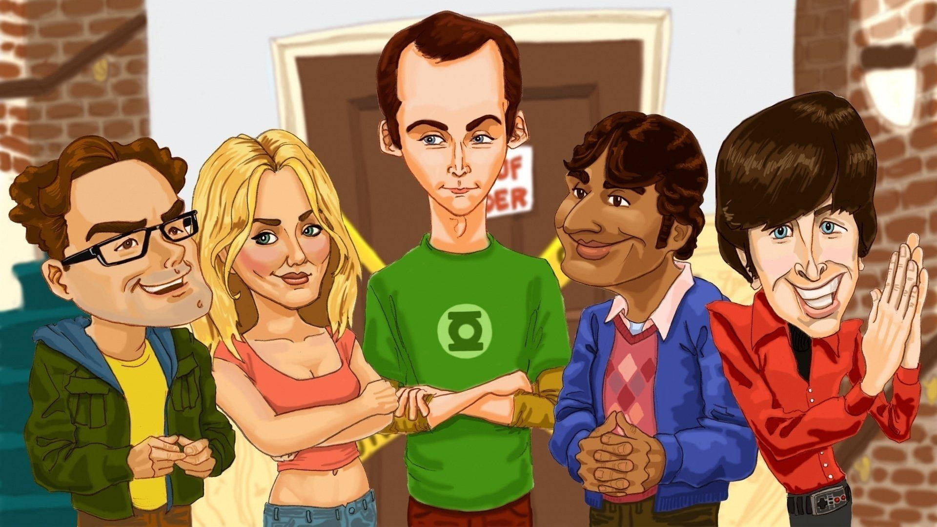 The Big Bang Theory Cartoonish Characters Background