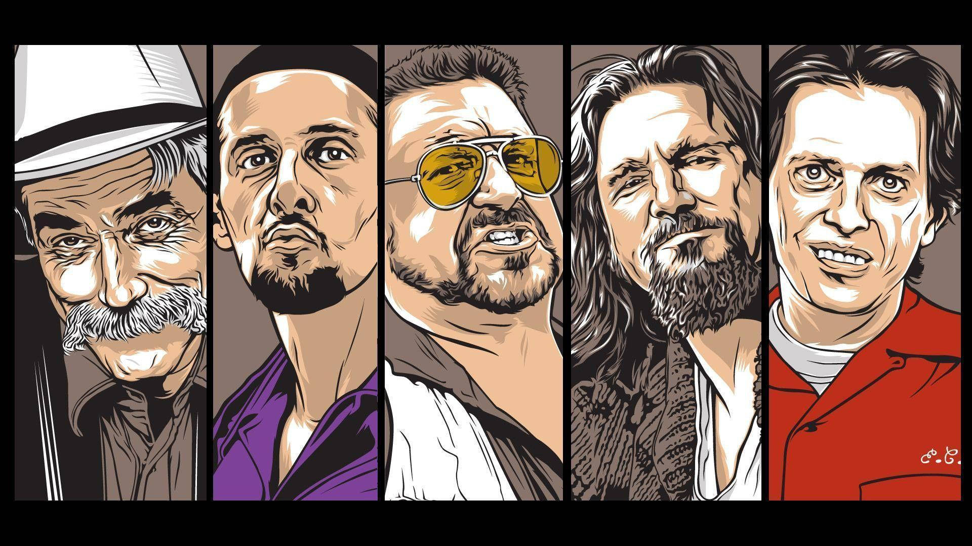 The Big Lebowski 1998 Characters Illustration Art Background