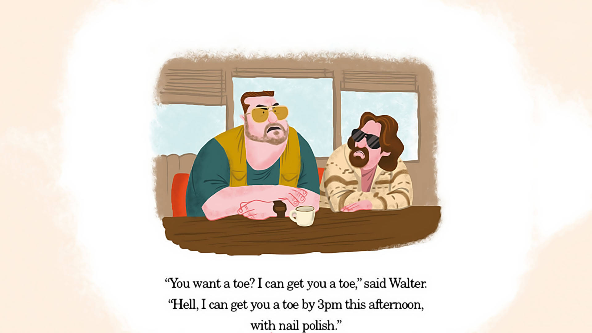 The Big Lebowski 1998 The Dude Walter Cartoon Art