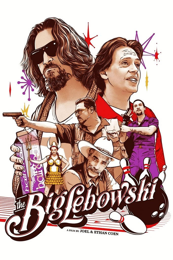 The Big Lebowski Walter The Dude Cartoon Poster