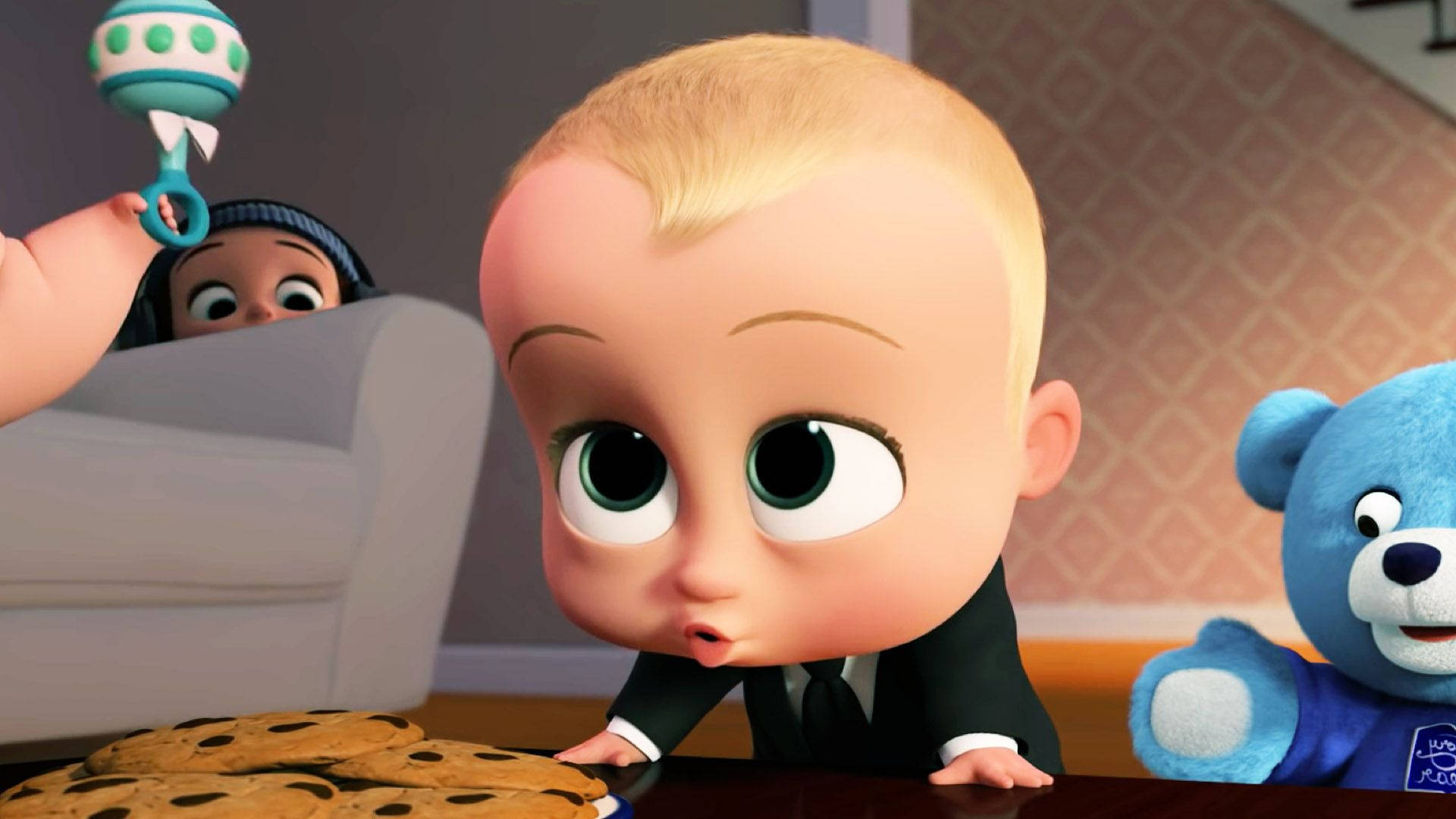 The Boss Baby With Blue Teddy Background