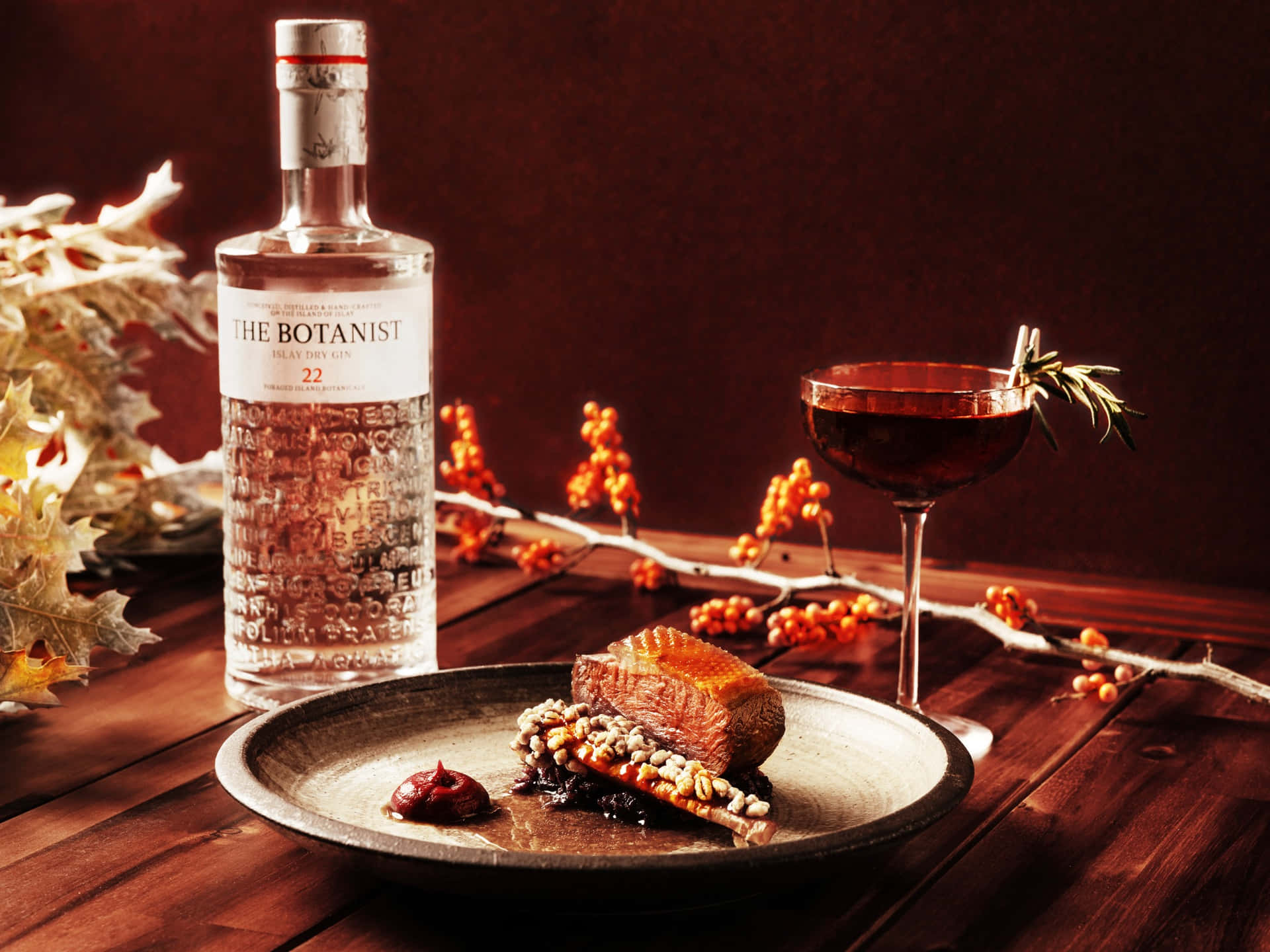 The Botanist Islay Dry Gin Alcoholic Drink And Dinner Meal