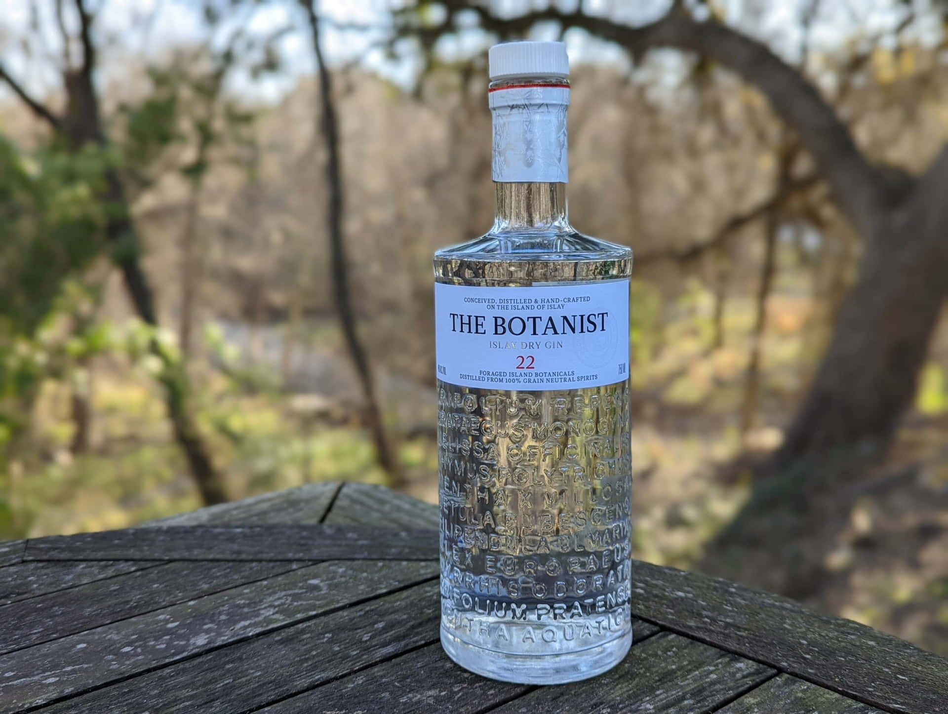 The Botanist Islay Dry Gin Alcoholic Drink On Table Background