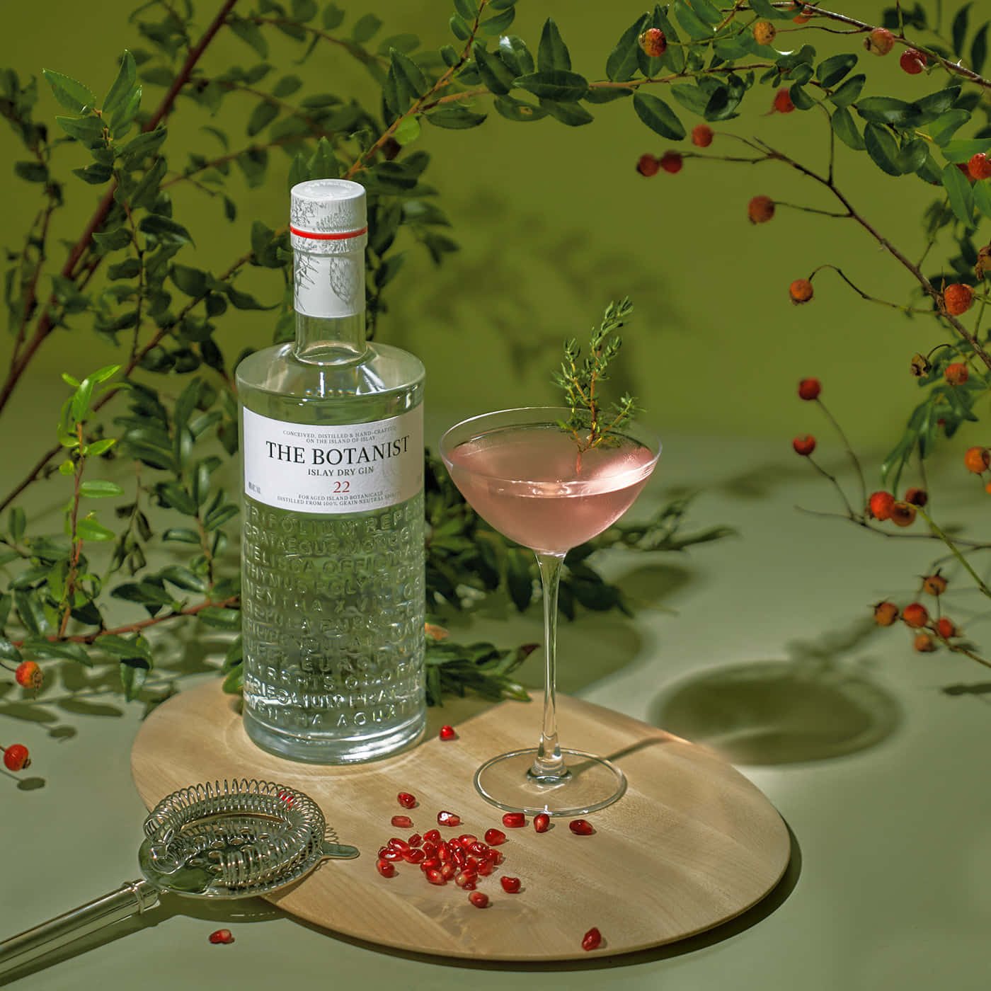 The Botanist Islay Dry Gin Pink Cocktail Background