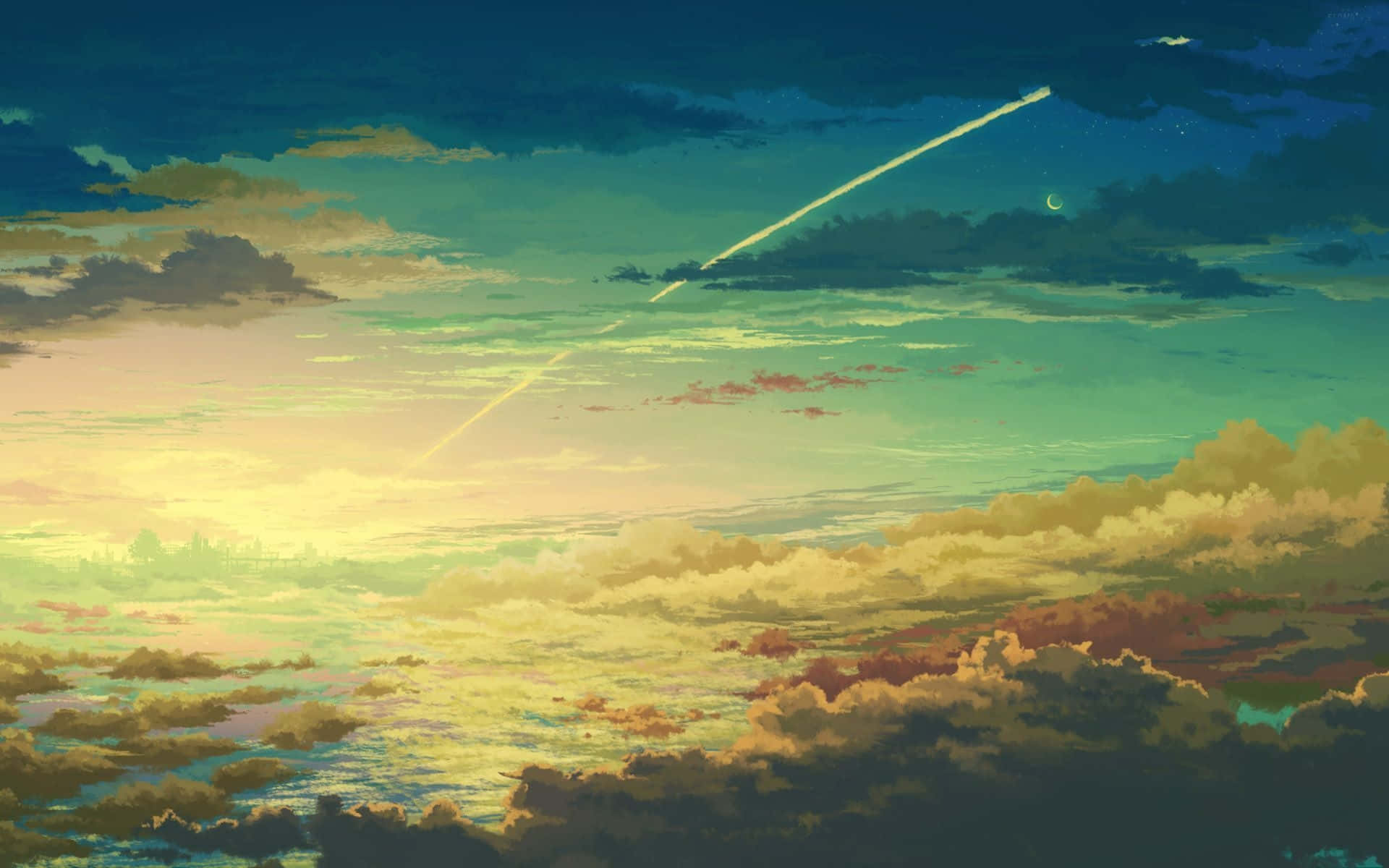 The Breathtaking Beauty Of An Anime Sky. Background