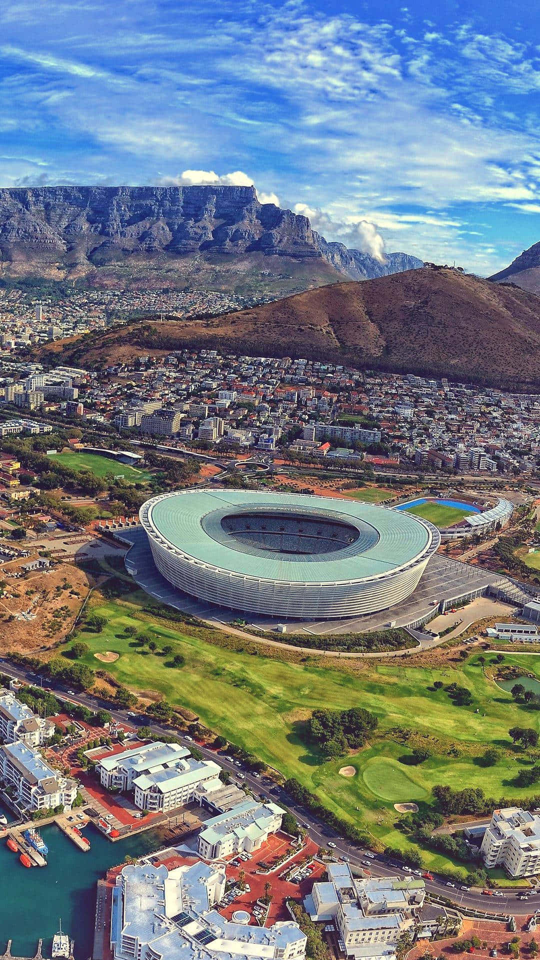 The Cape Town Stadium And The City Of Cape Town Background