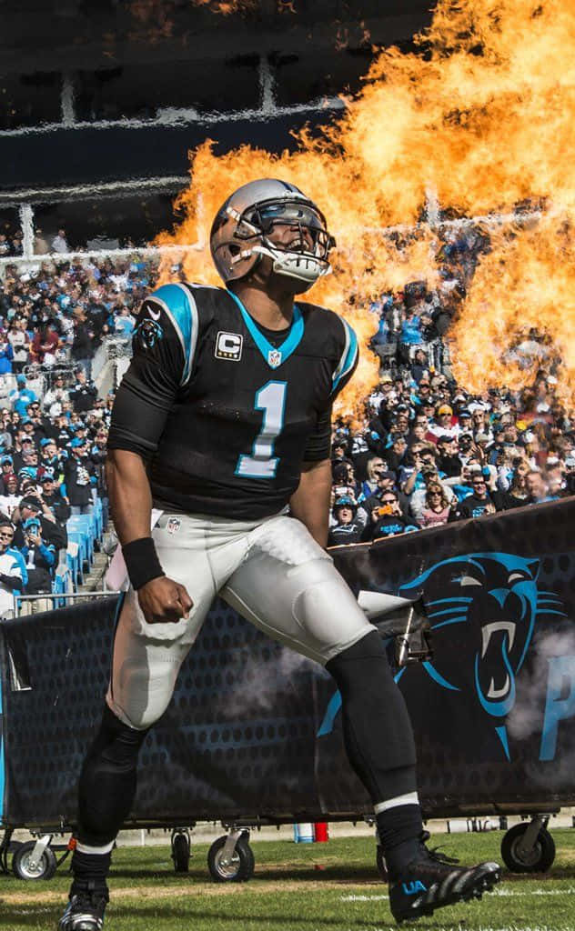 The Carolina Panthers' Cam Newton Celebrates A Touchdown Background