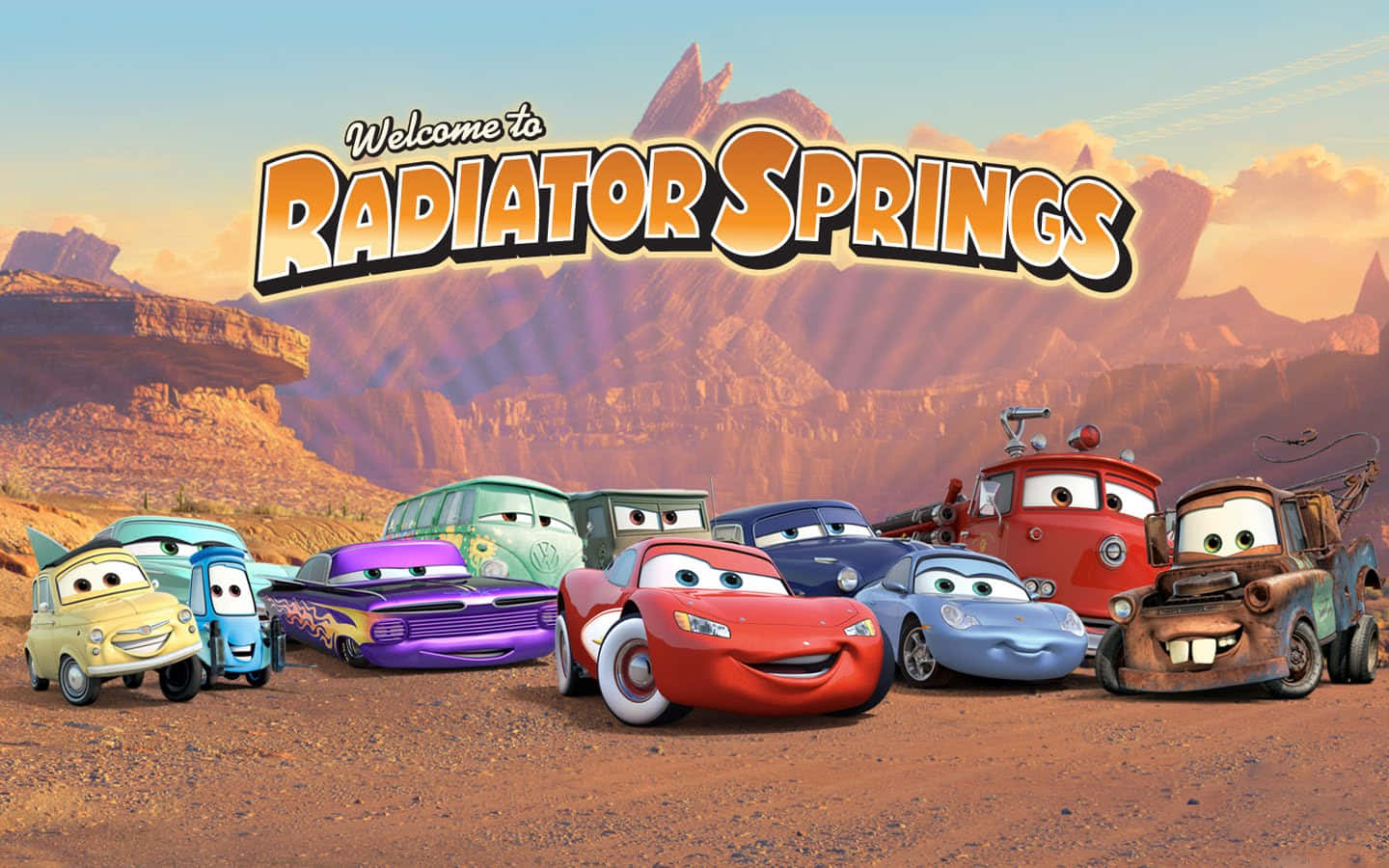 The Cars Are In Front Of A Desert Background