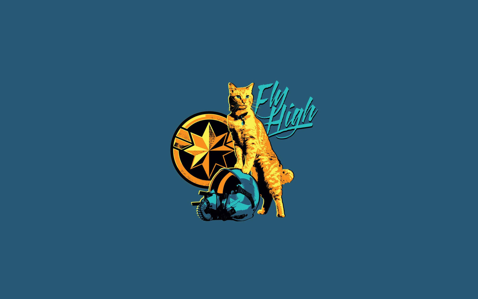 The Cat Logo On A Blue Background Background