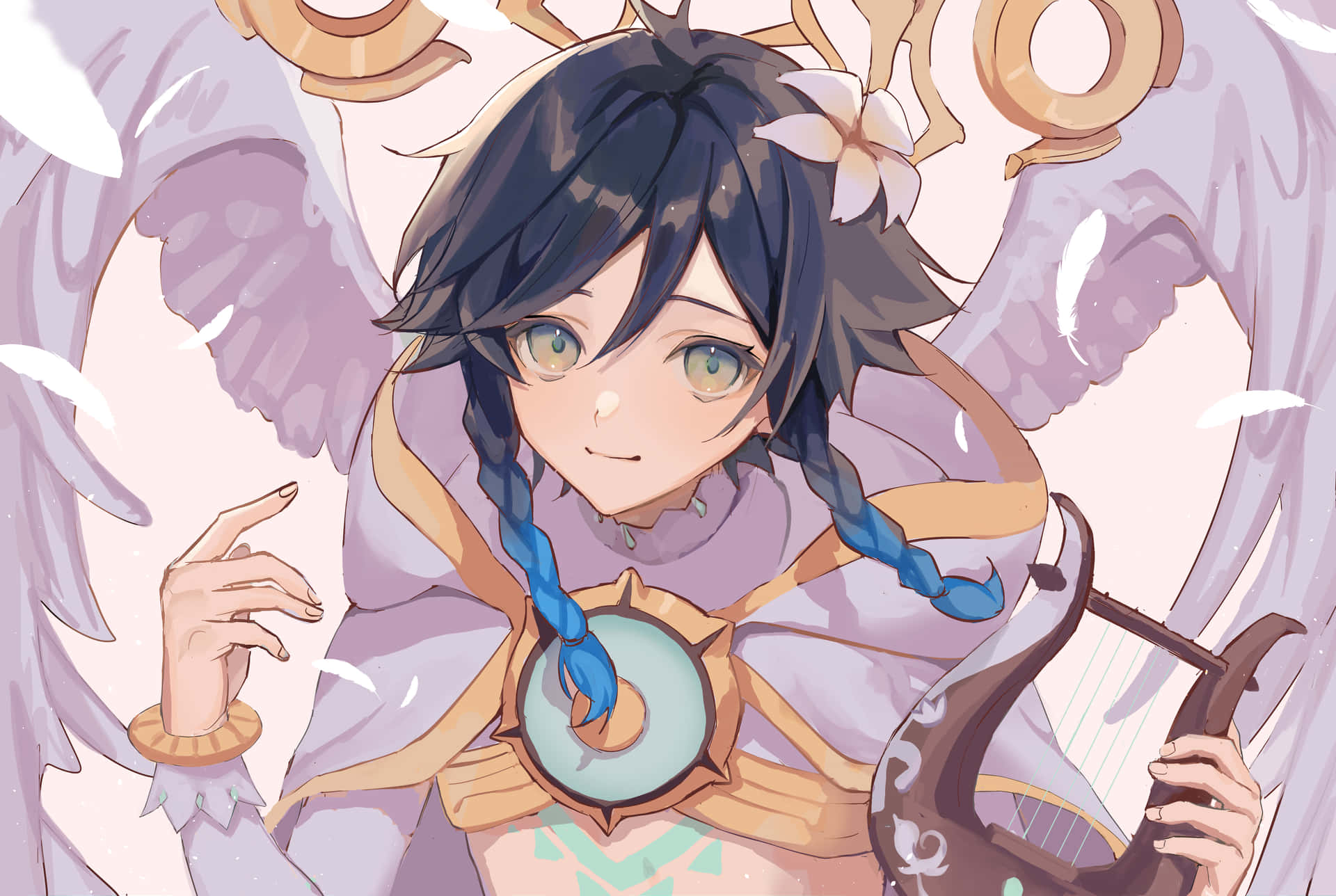 The Celestial Bard - Venti, God Of Freedom In Genshin Impact Background