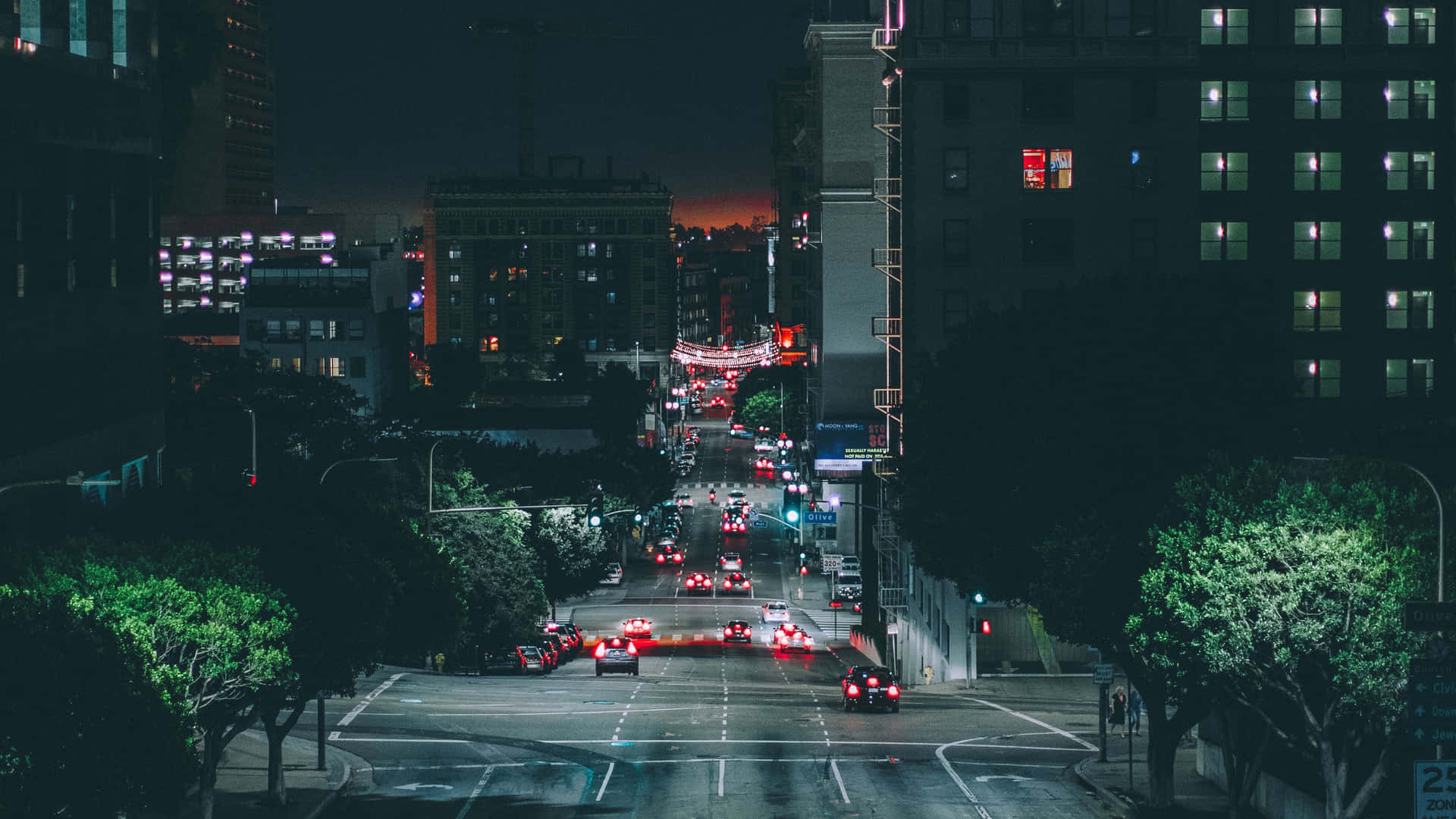 The Charming City Lights Of The Night Street