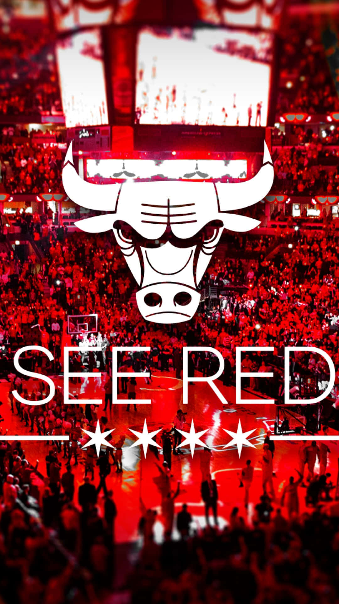 The Chicago Bulls Logo With The Words See Red Background