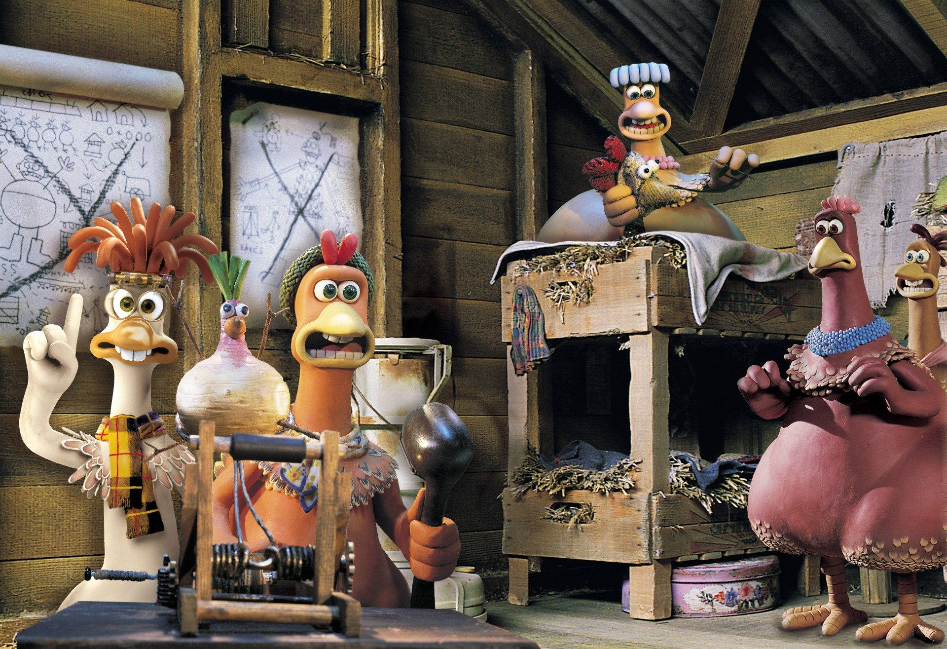 The Chicken Run Movie's Wooden House Background