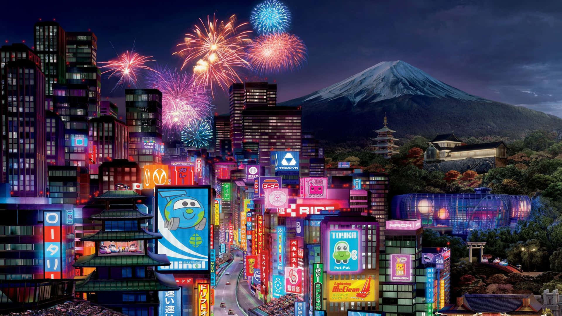 The City Of Tokyo Sets Aglow With Colors From Its Vibrant Anime Culture Background