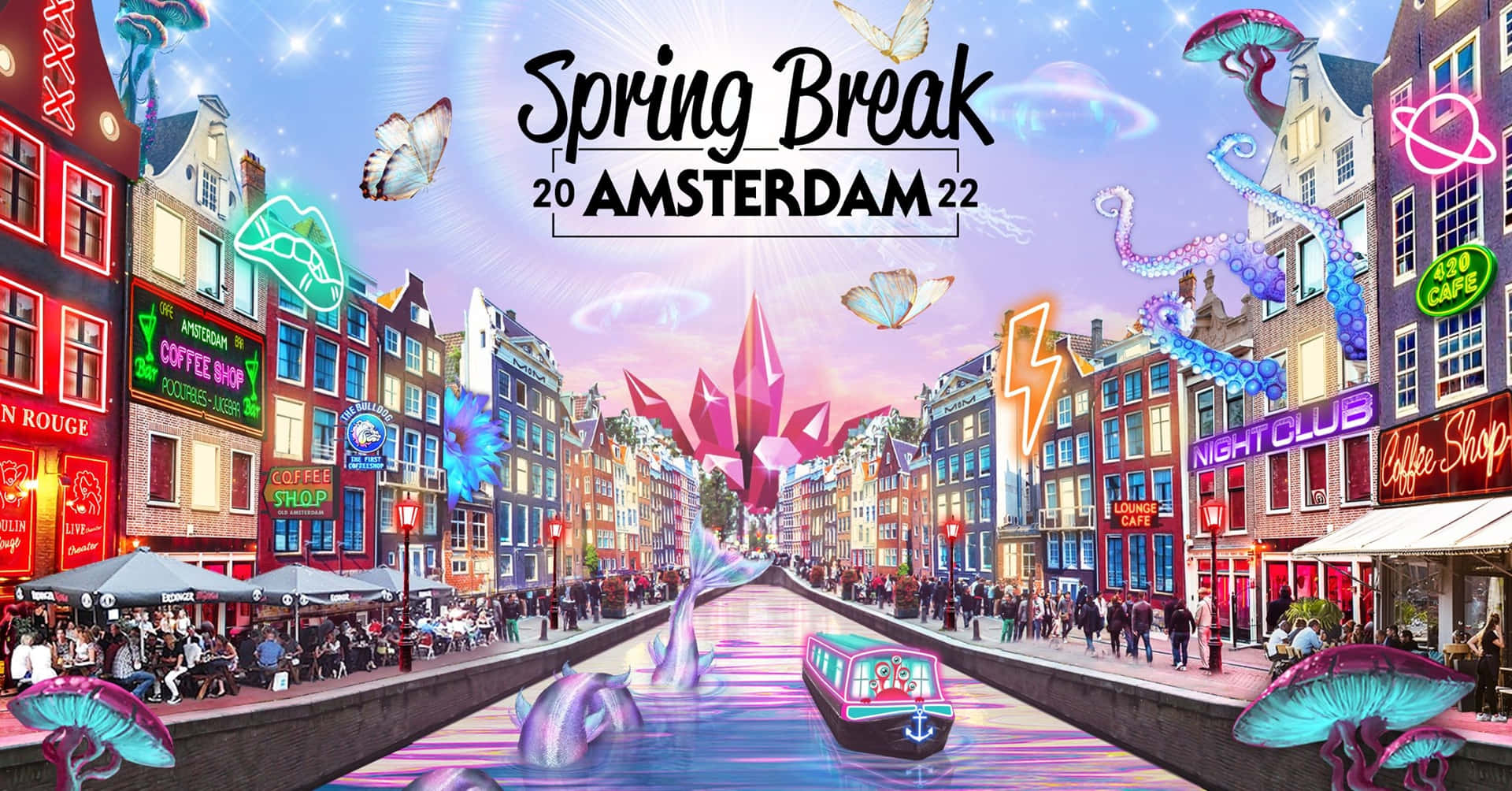 The Cobblestone Streets Of Amsterdam In Spring Background