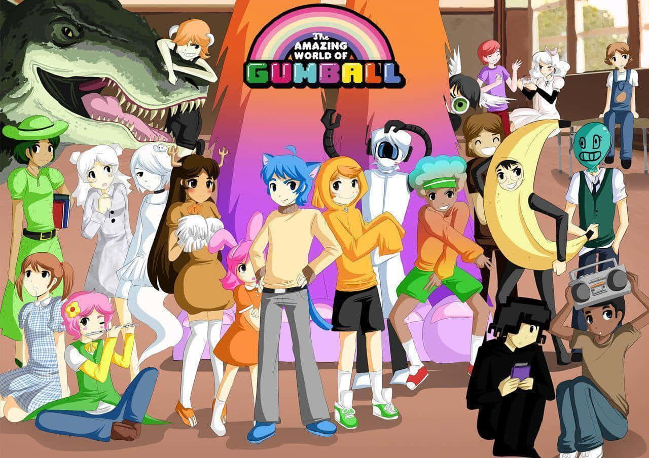 The Colorful And Energetic Cast Of The Amazing World Of Gumball Background