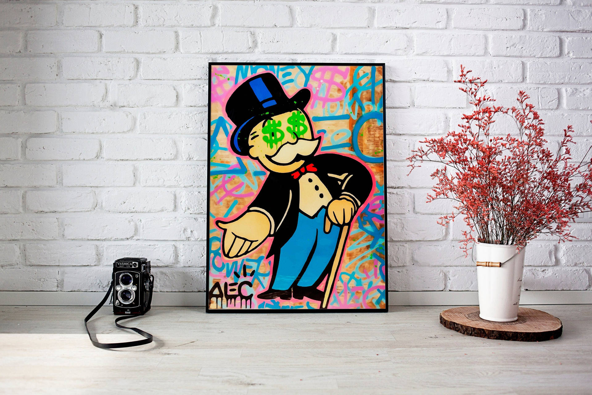The Colourful Graffiti Art Of Monopoly Man Background