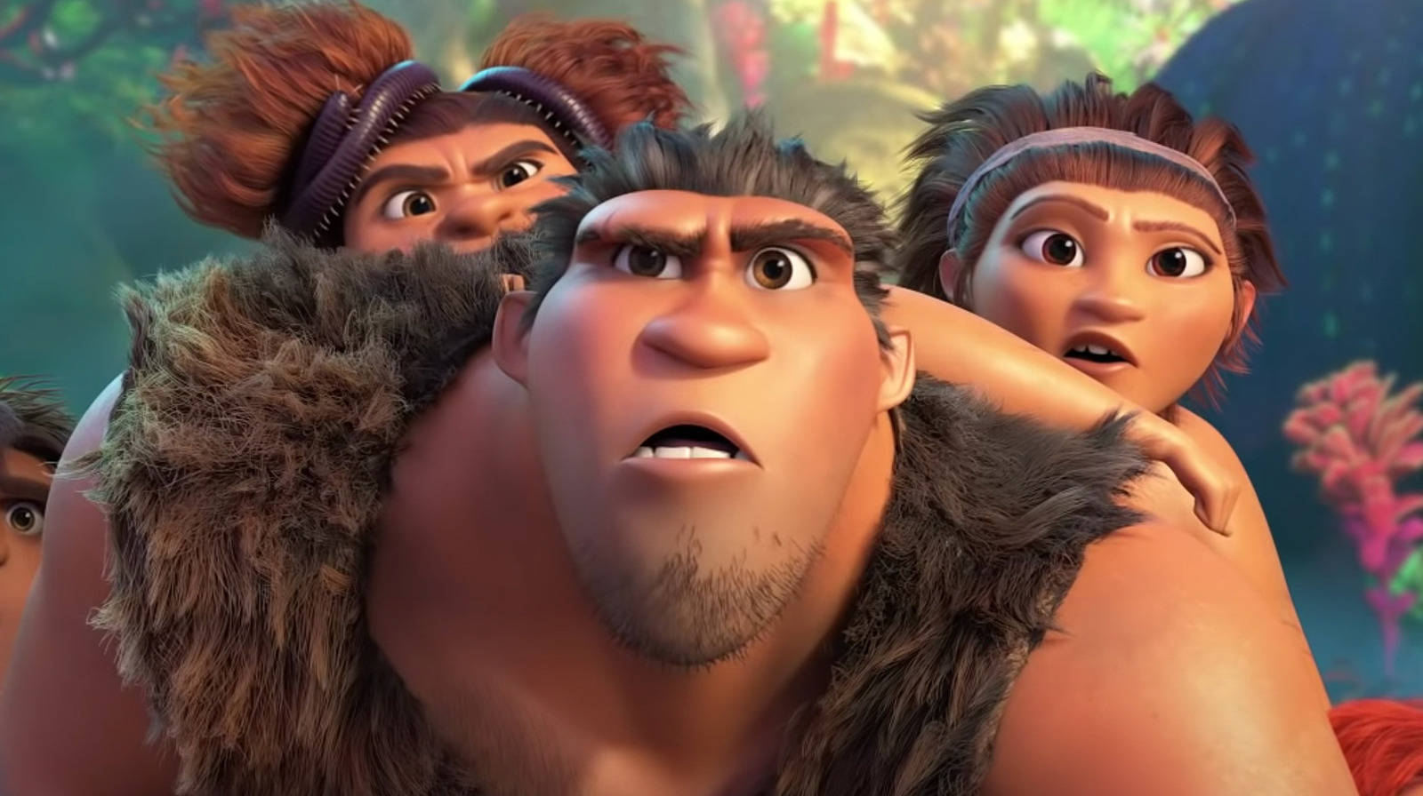 The Croods Characters Confused Faces Background