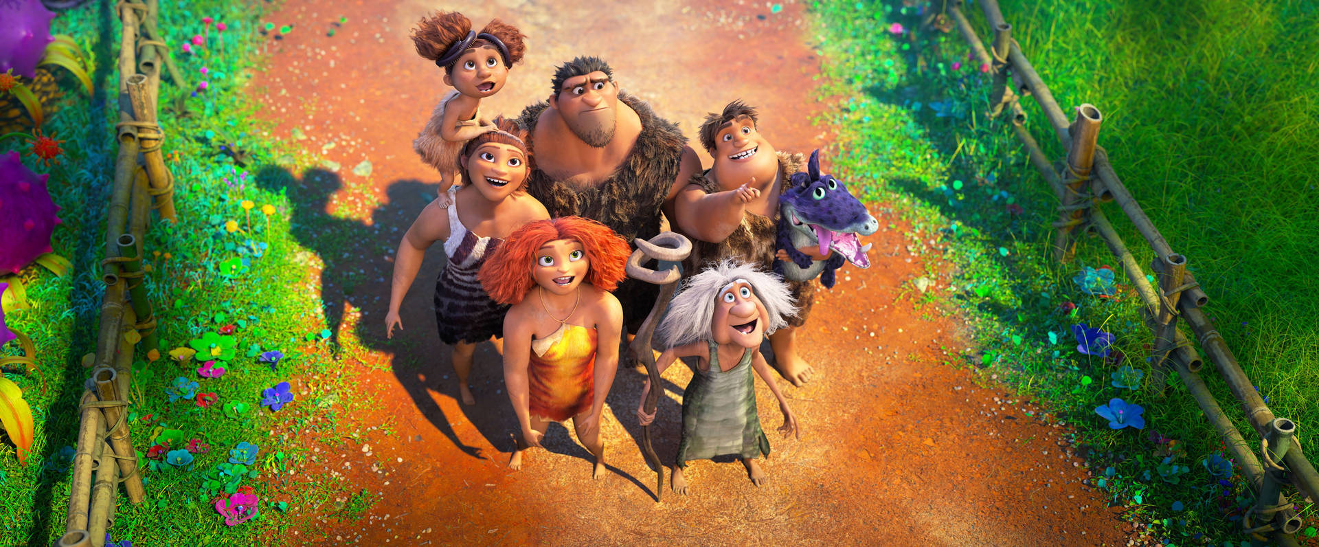 The Croods Characters Looking Up Background