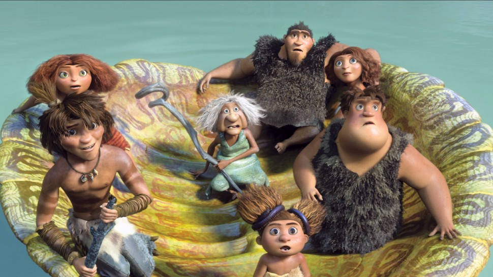 The Croods Family Adventuring On A Floating Device