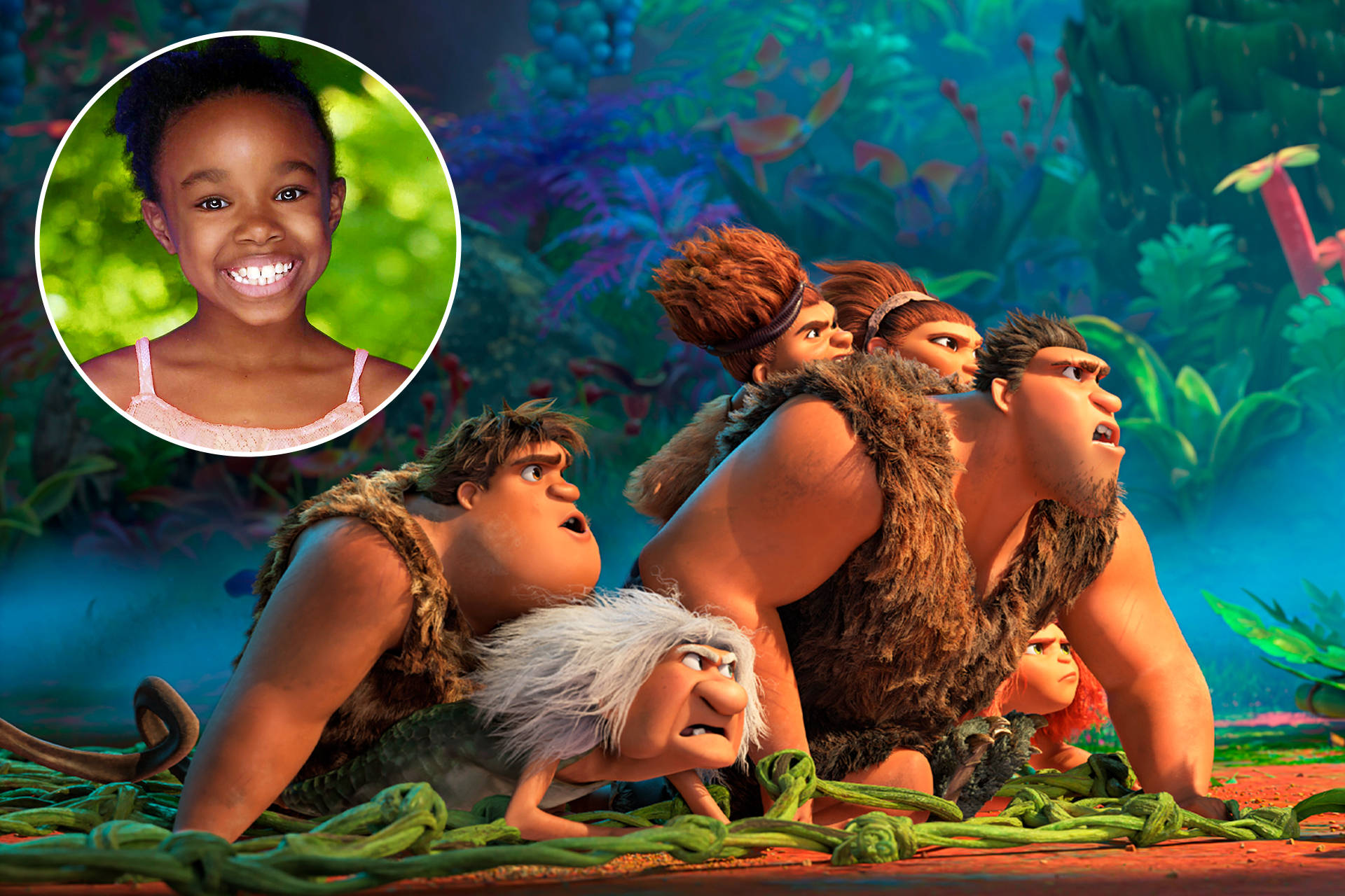 The Croods Family With Photo Of Kid Background