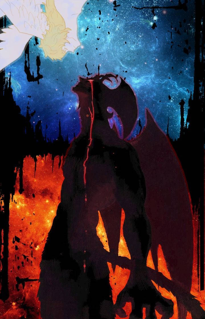 The Dark Duo Of Satan And Amon In Devilman Crybaby Background