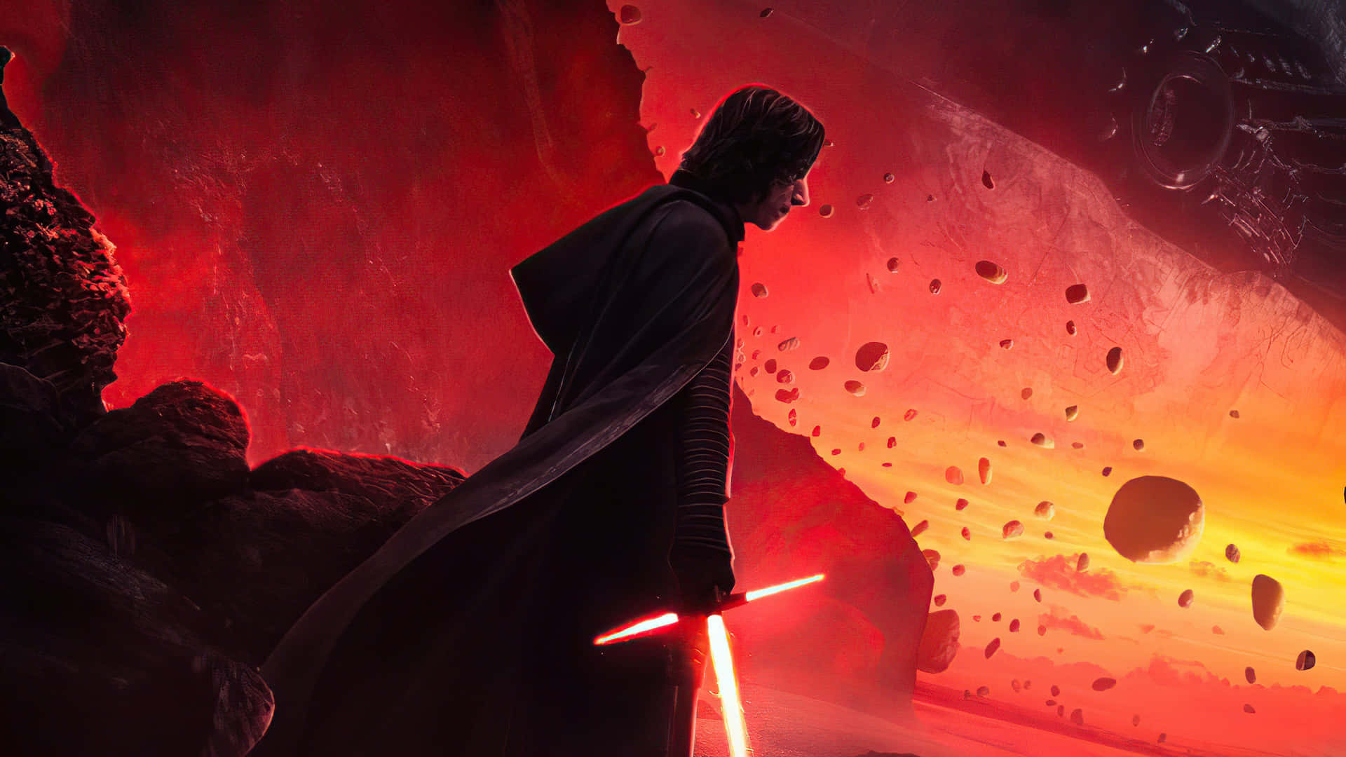 The Dark Figure Of Kylo Ren In Star Wars: The Last Jedi Background