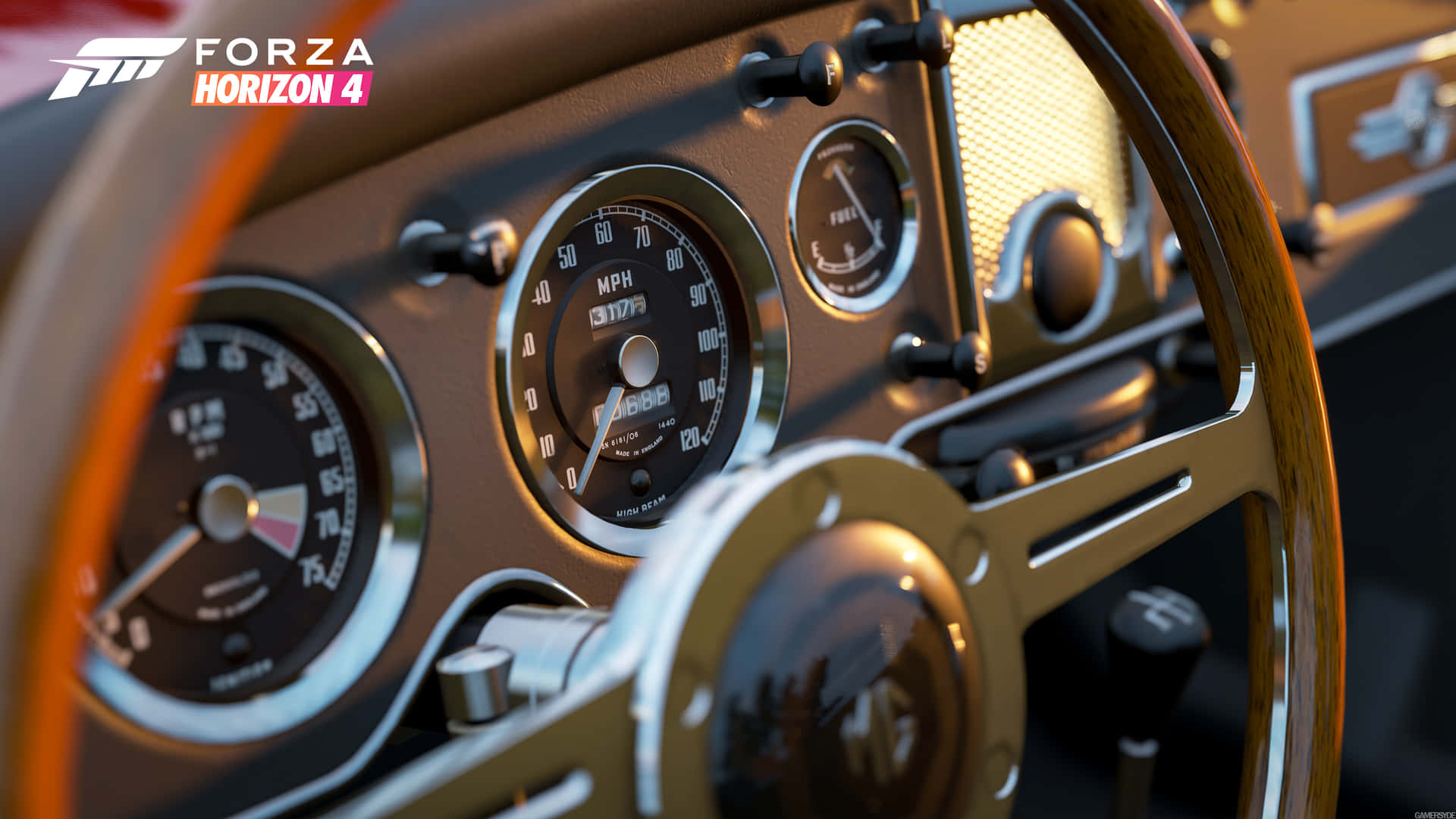 The Dashboard Of A Classic Car In The Game