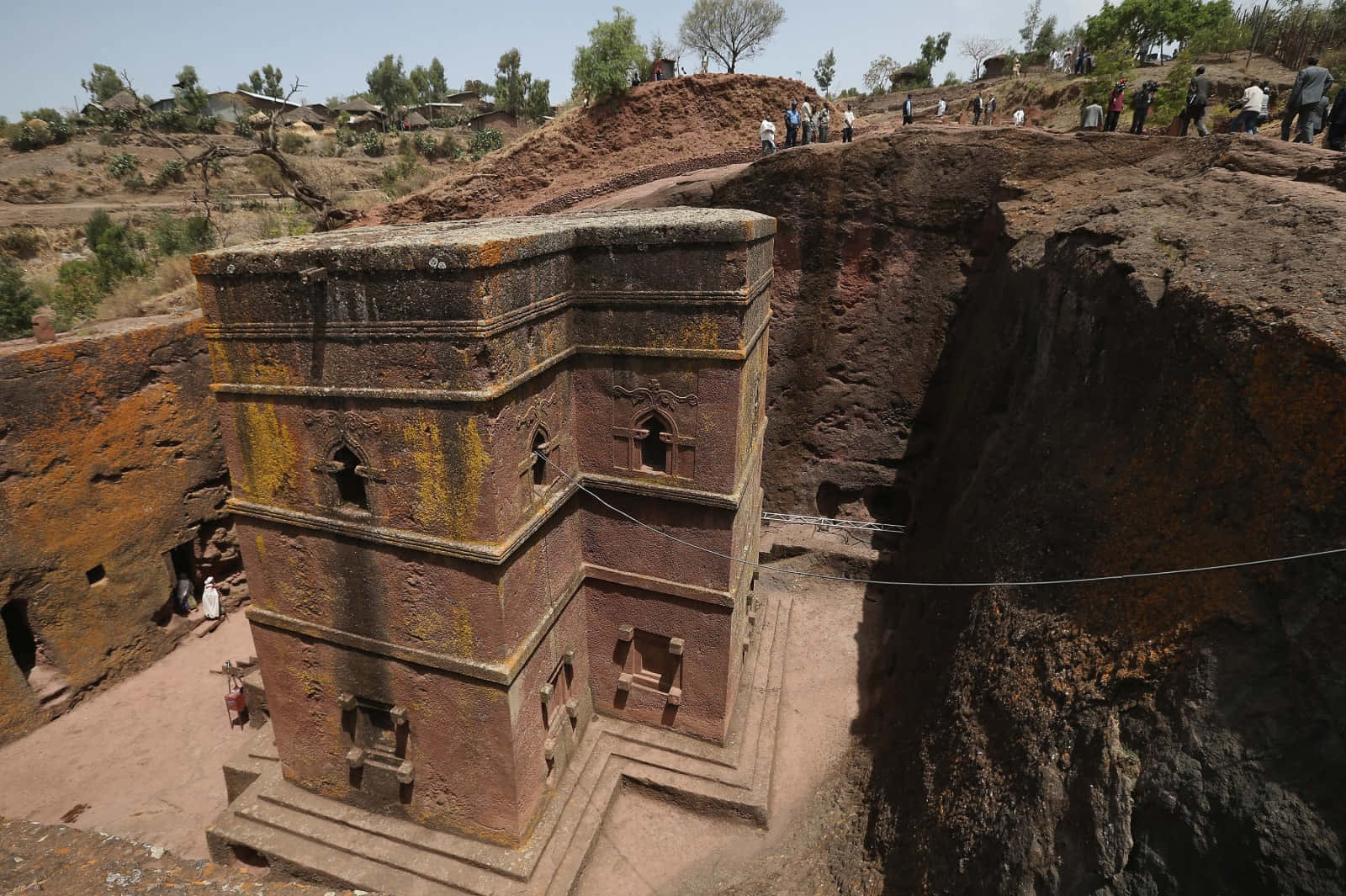 The Deep Pit Of A Rock-hewn Church In Lalibela Background