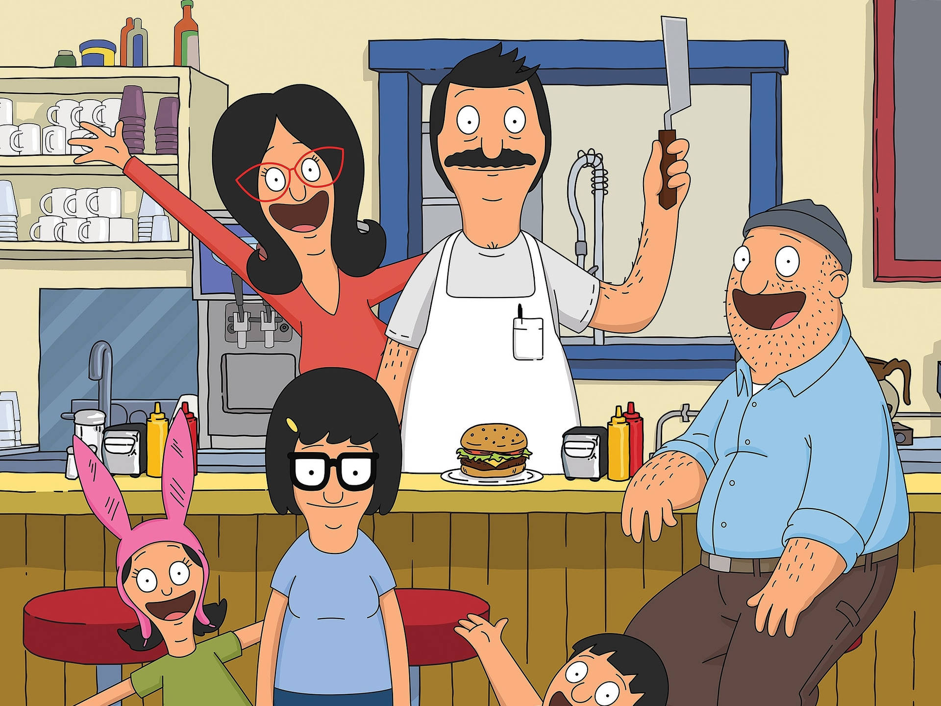 The Delightful Belcher Family And Teddy From Bob's Burgers Background