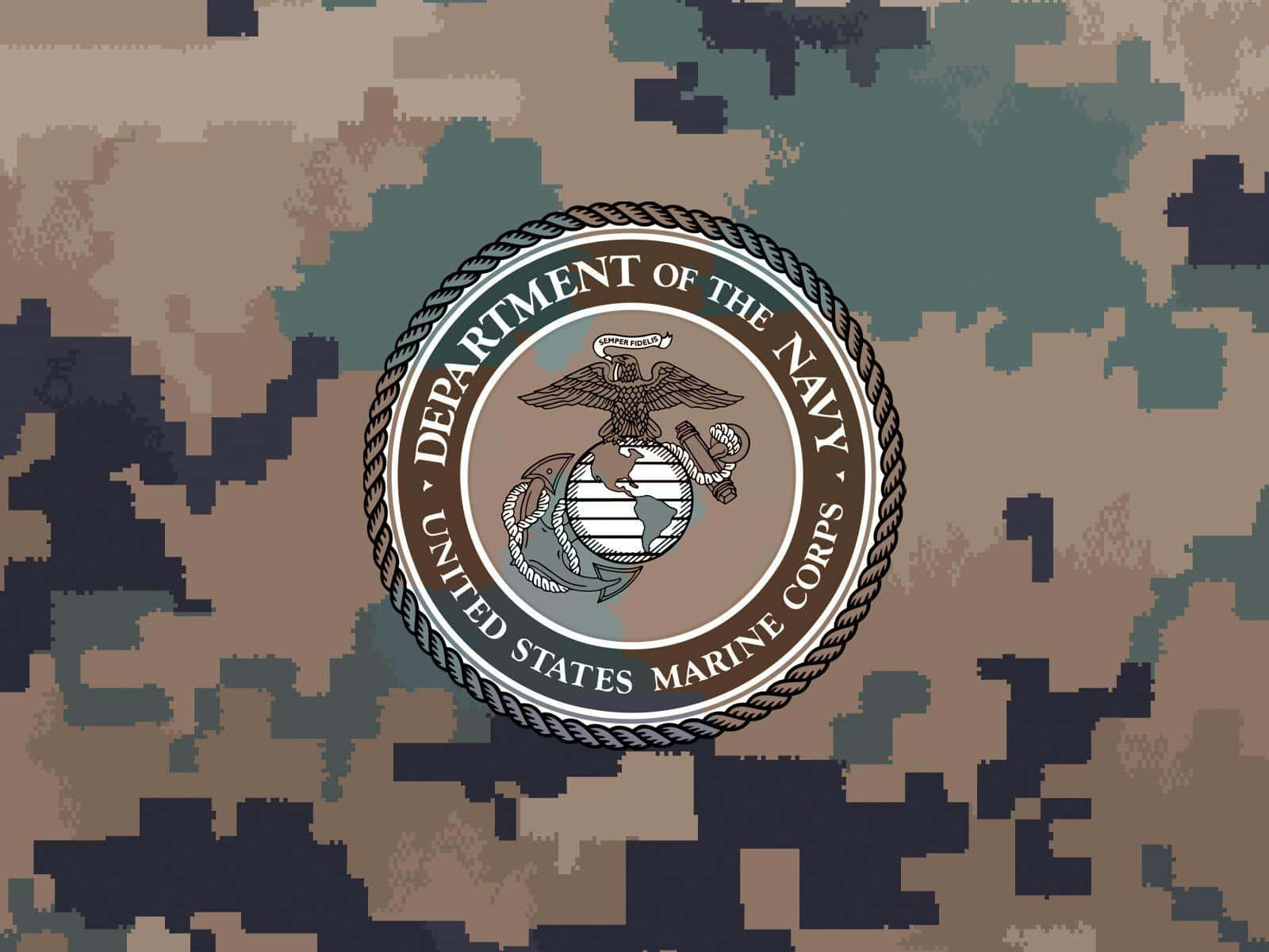 The Department Of The Navy Logo On A Camouflage Background Background