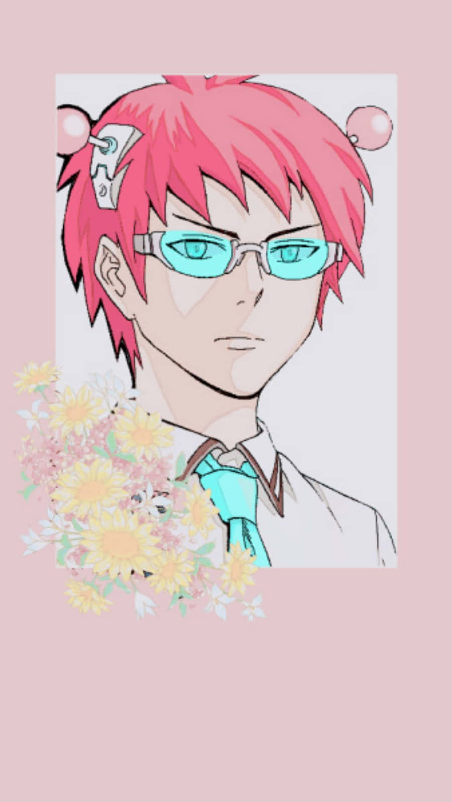 The Disastrous Life Of Saiki K Floral Pink Background