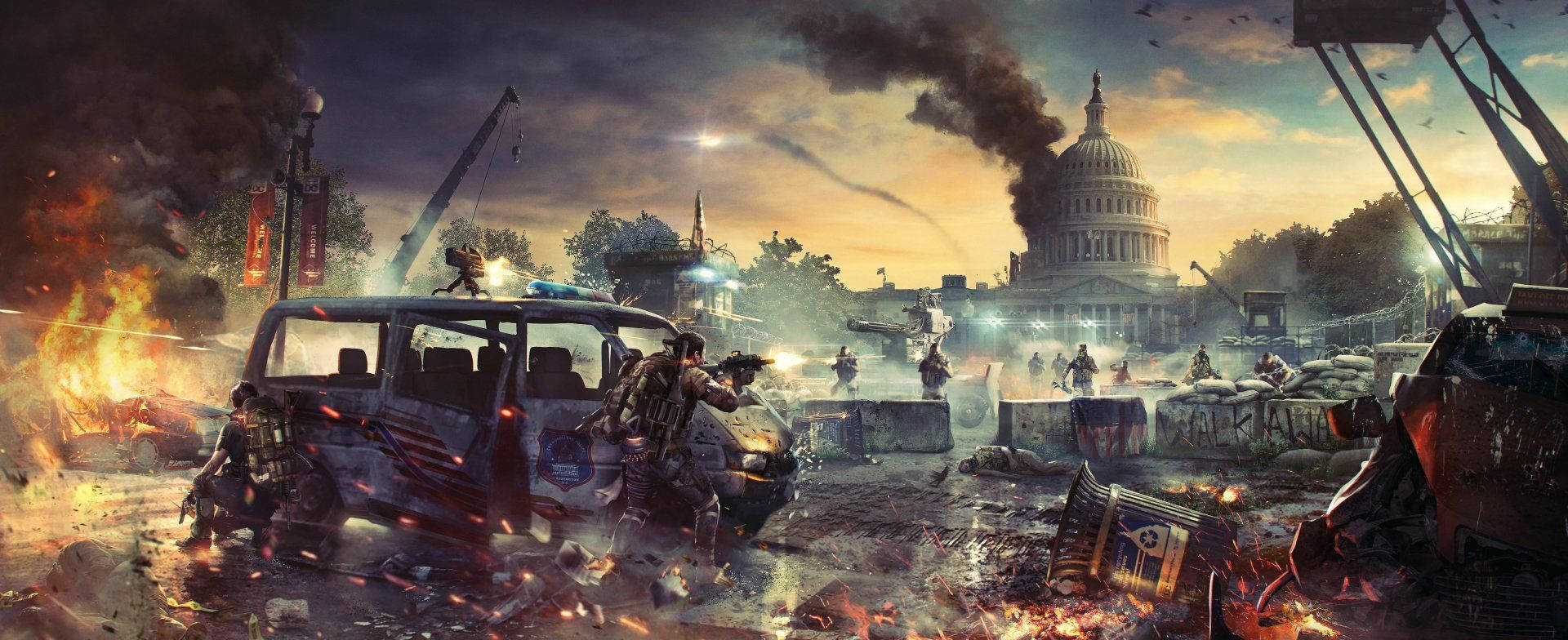 The Division 2 Gunfight In City Background