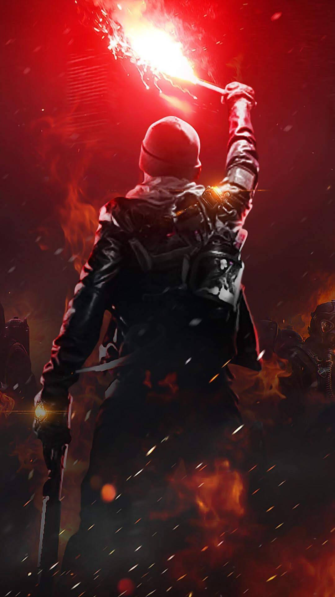 The Division 2 Phone Agent With Red Flare Background