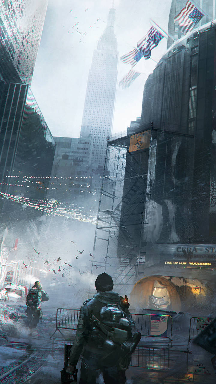 The Division Phone Soldiers And Skyscrapers Background