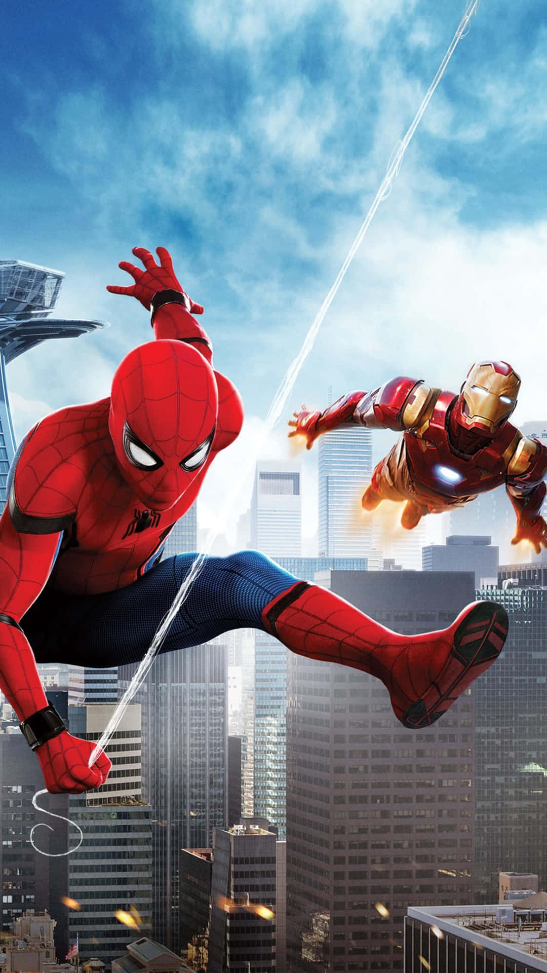 The Dynamic Duo Of Iron Man And Spider-man Team Up Background